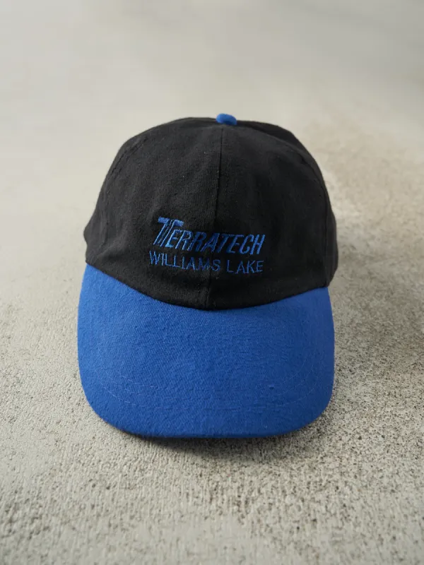 Vintage 90s Blue & Black Embroidered Terratech Velcro Back Hat sold by Rebalance Vintage
