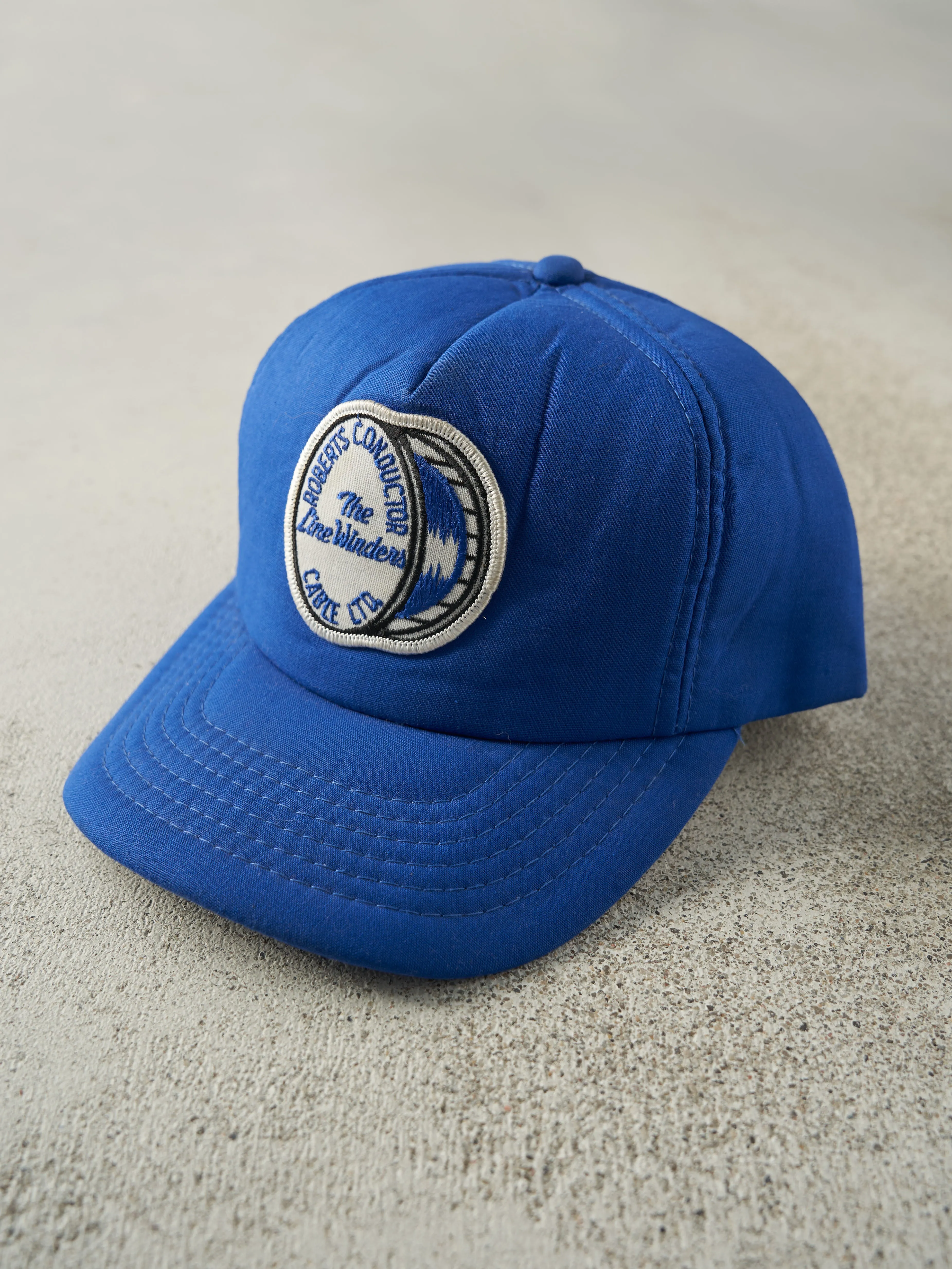 Vintage 80s Blue Embroidered Foam Snapback Hat sold by Rebalance Vintage product image thumbnail 2