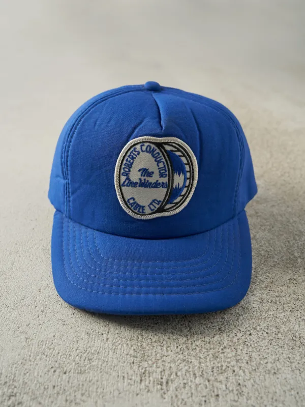 Vintage 80s Blue Embroidered Foam Snapback Hat sold by Rebalance Vintage