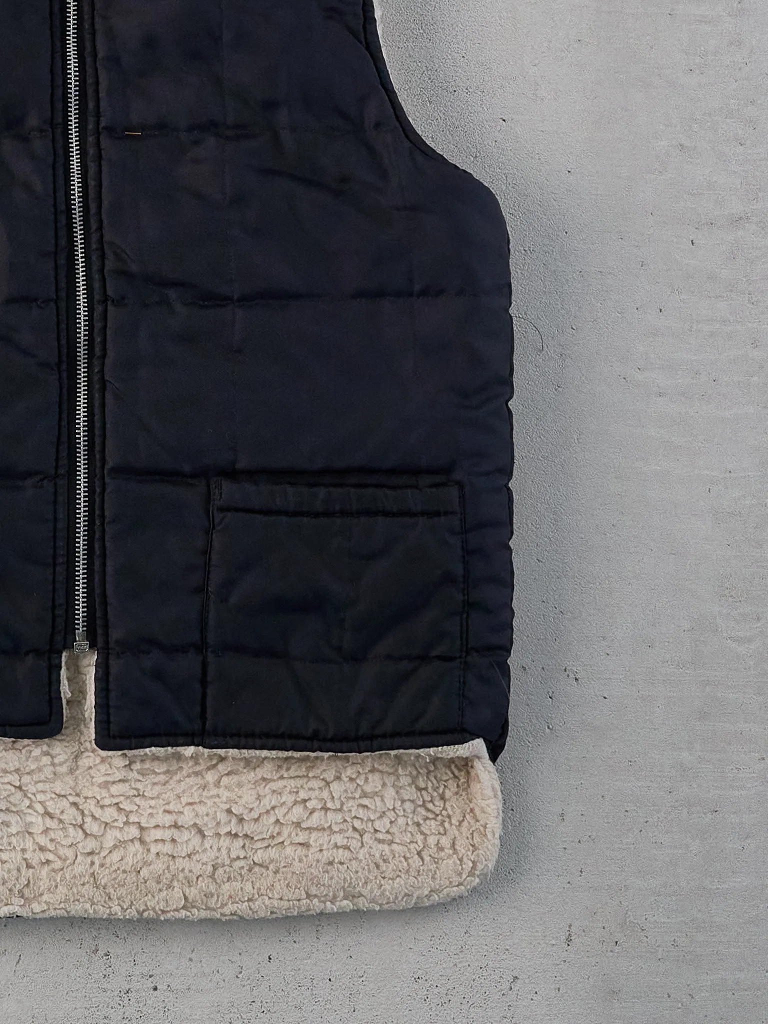 Vintage 90s Black Sherpa Lined Puffer Vest (S) sold by Rebalance Vintage product image thumbnail 5