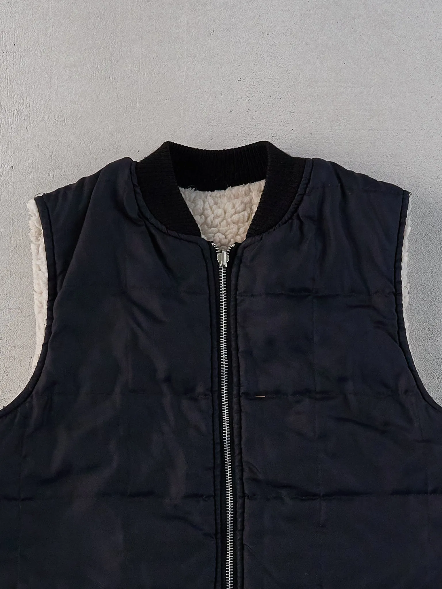 Vintage 90s Black Sherpa Lined Puffer Vest (S) sold by Rebalance Vintage product image thumbnail 3
