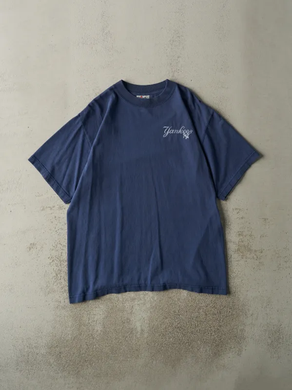 Vintage 90s Navy Blue Embroidered New York Yankees Tee (M/L) sold by Rebalance Vintage