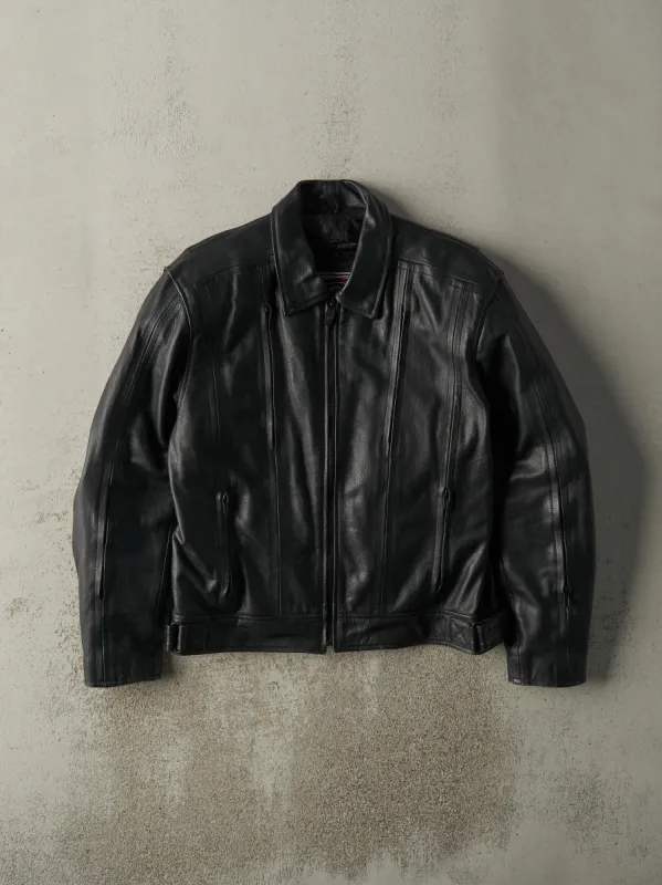 Vintage Y2K Black River Road Lined Leather Biker Jacket (M) sold by Rebalance Vintage