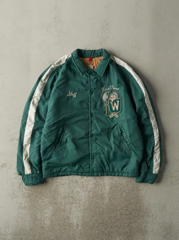Vintage 80s Green Westlane Embroidered Coaches Jacket (M) sold by Rebalance Vintage