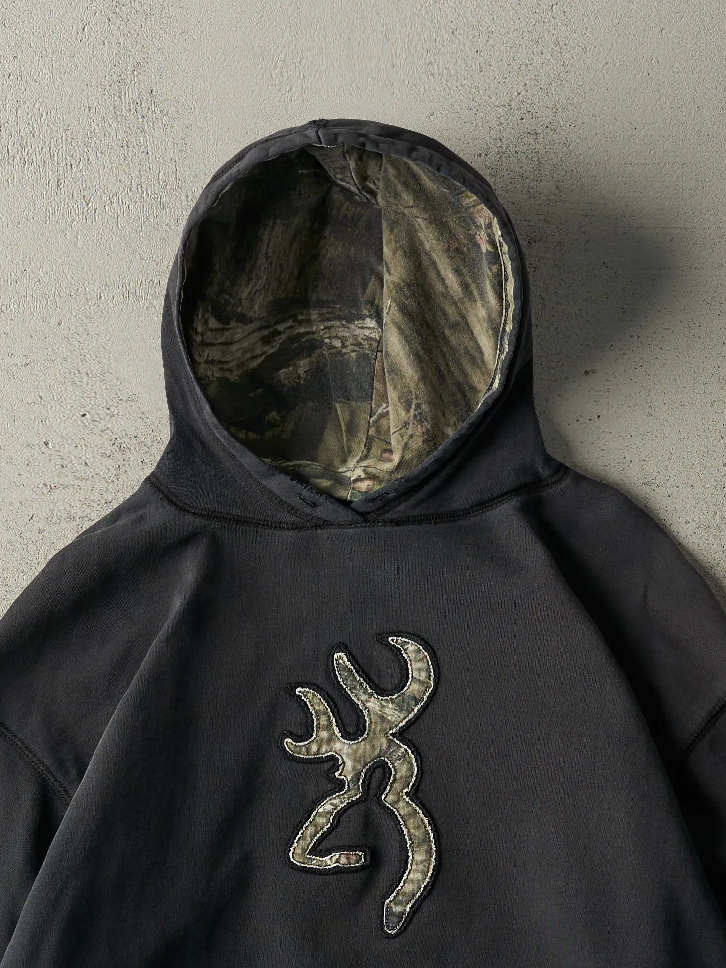 Vintage Y2K Faded Black Embroidered Browning Hoodie (XL) sold by Rebalance Vintage product image thumbnail 2