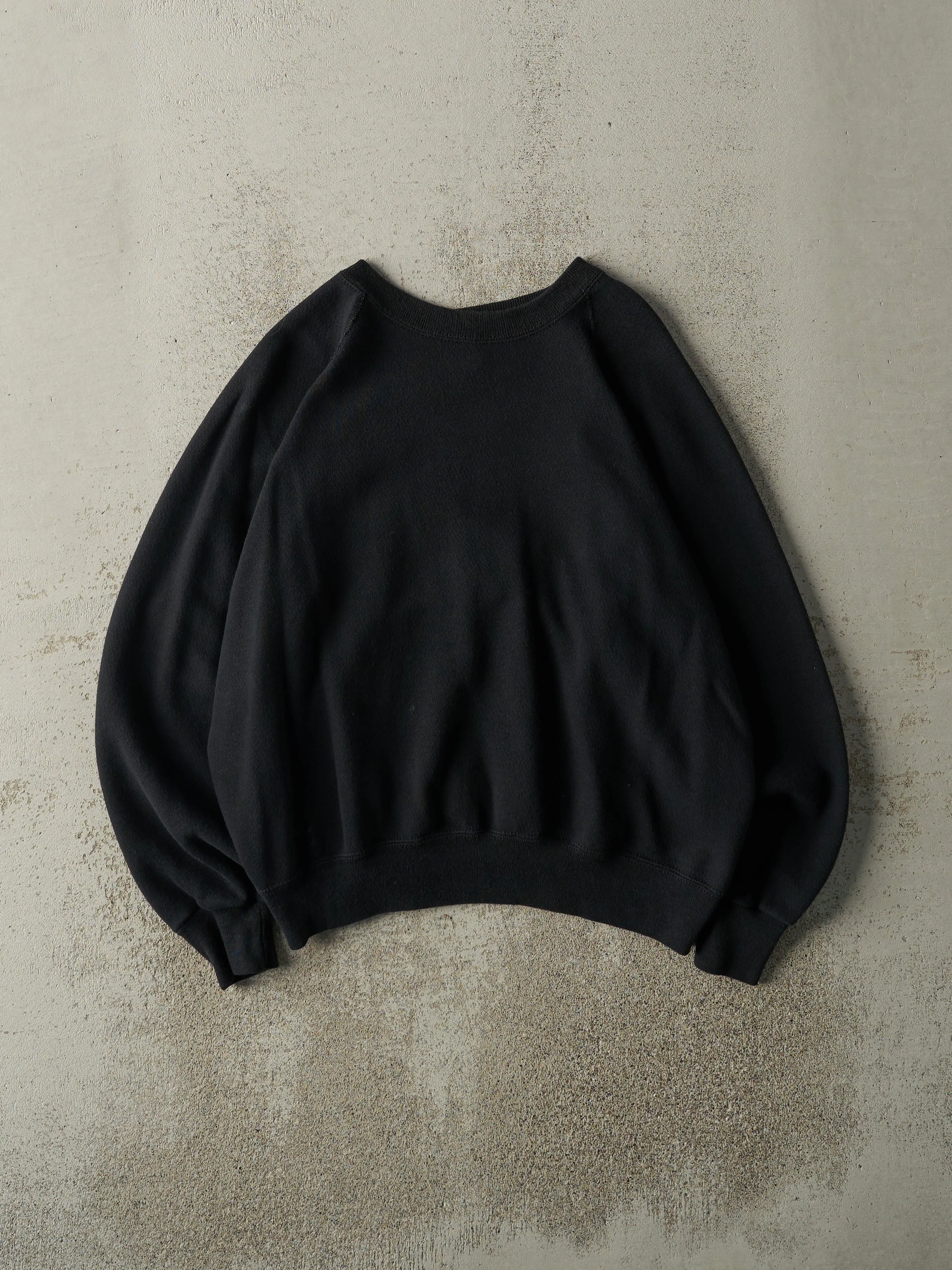 Vintage 80s Black Blank Boxy Crewneck (M) sold by Rebalance Vintage
