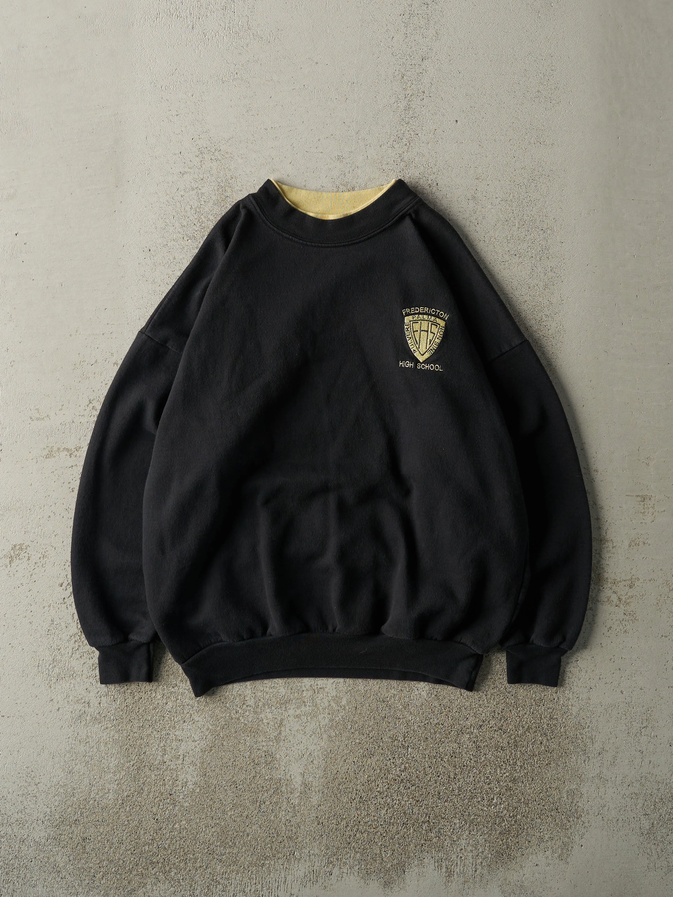 Vintage 90s Black Fredricton High School Crewneck (L) sold by Rebalance Vintage