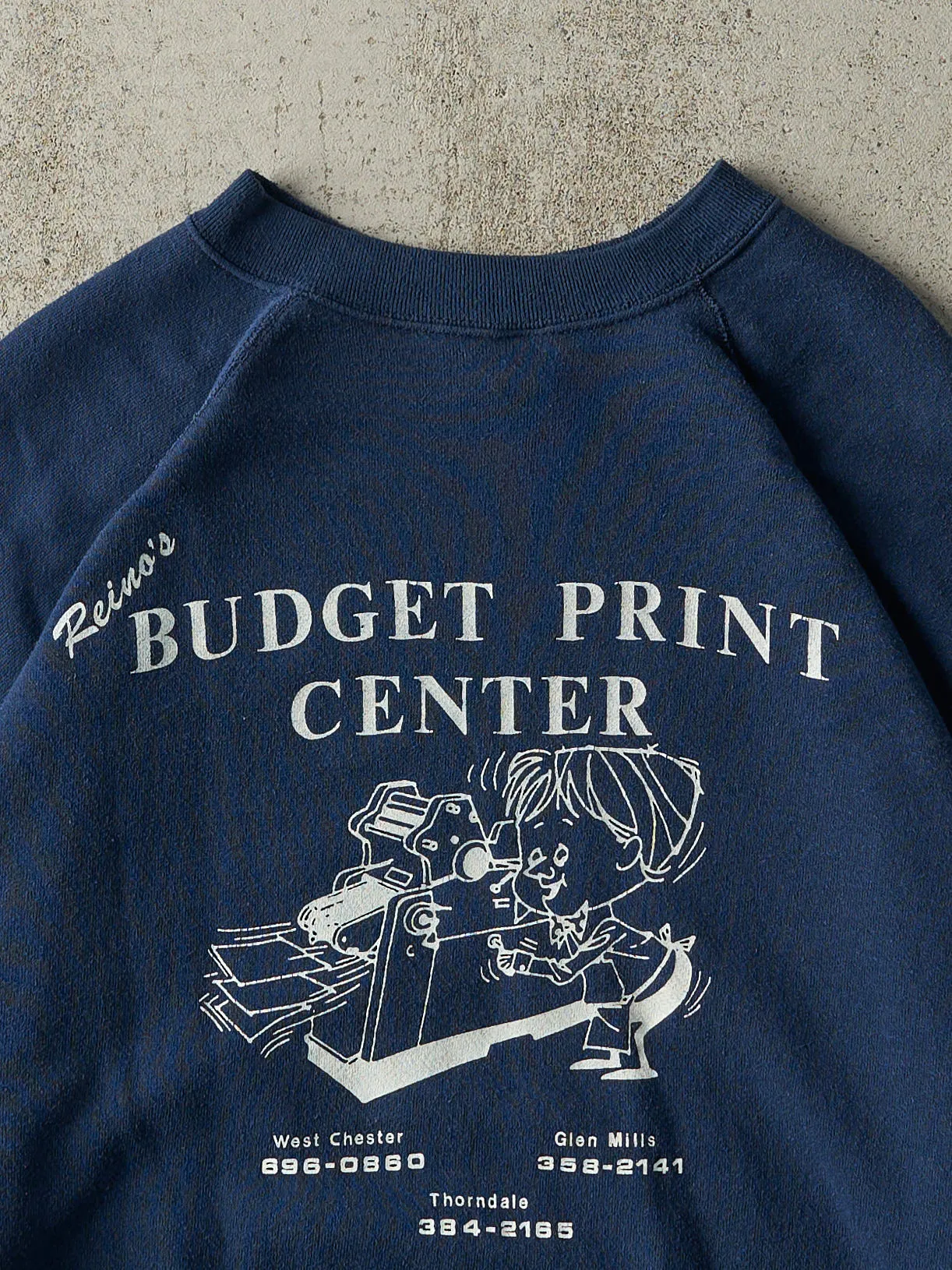 Vintage 80s Navy Blue Reino's Logo Boxy Crewneck (XL) sold by Rebalance Vintage product image thumbnail 4