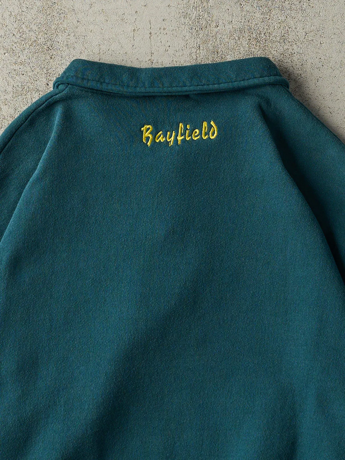 Vintage 80s Deep Teal Embroidered Quarter Zip Sweatshirt (L) sold by Rebalance Vintage product image thumbnail 3