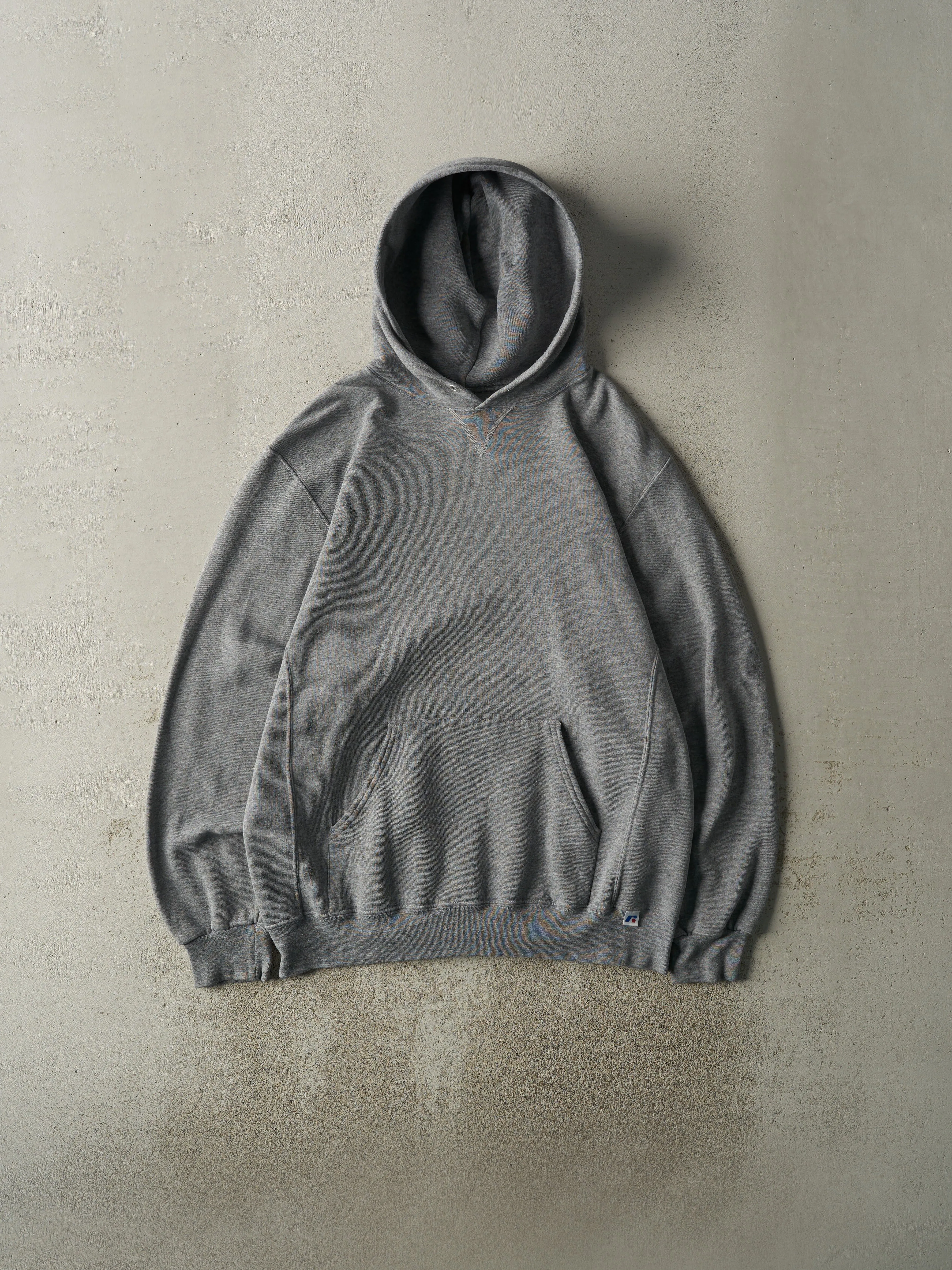 Vintage Y2K Grey Blank Russell Athletic Hoodie (L) sold by Rebalance Vintage