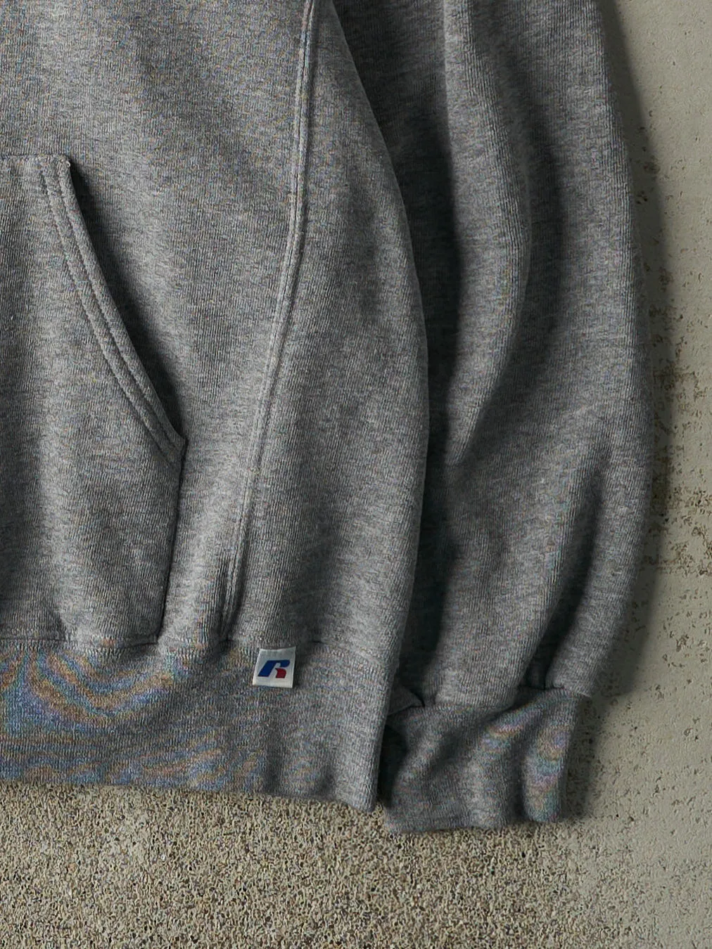 Vintage Y2K Grey Blank Russell Athletic Hoodie (L) sold by Rebalance Vintage product image thumbnail 4