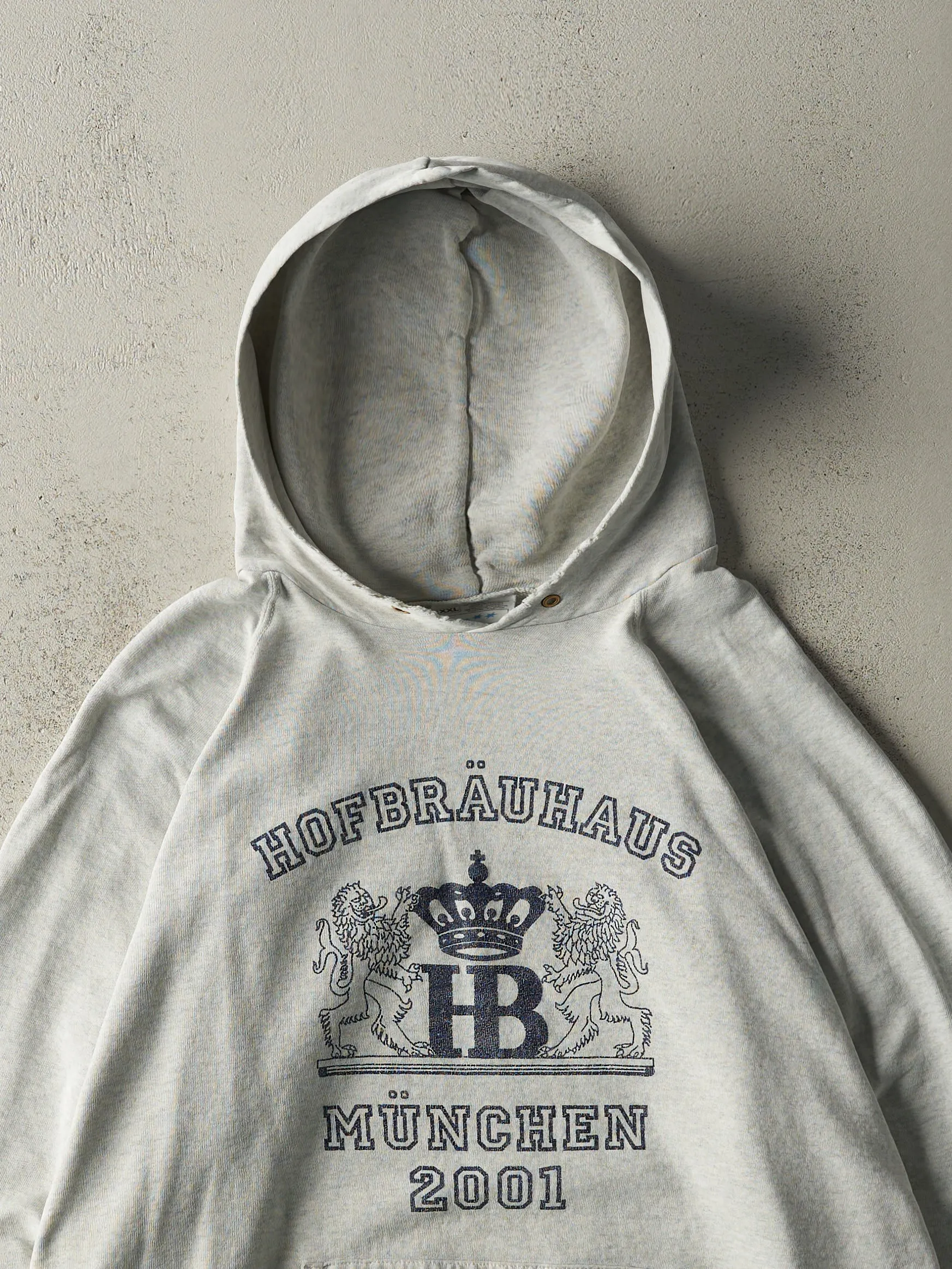 Vintage 01' Heather Grey Hofbrauhaus Hoodie (L) sold by Rebalance Vintage product image thumbnail 2