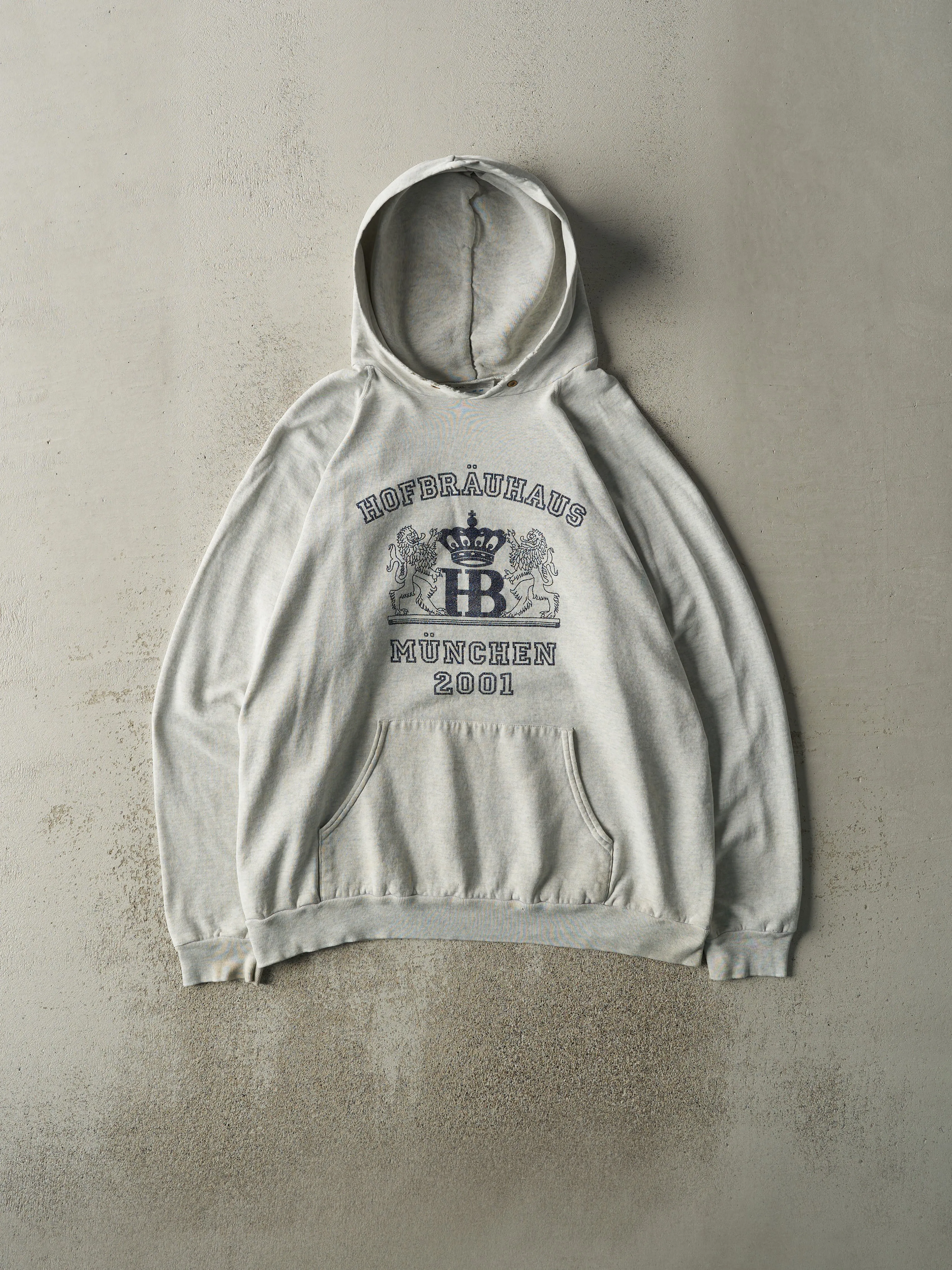 Vintage 01' Heather Grey Hofbrauhaus Hoodie (L) sold by Rebalance Vintage