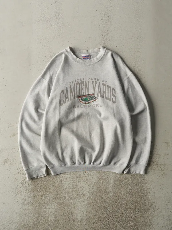 Vintage 90s Heather Grey Oriole Park Camden Yards Crewneck (M) sold by Rebalance Vintage