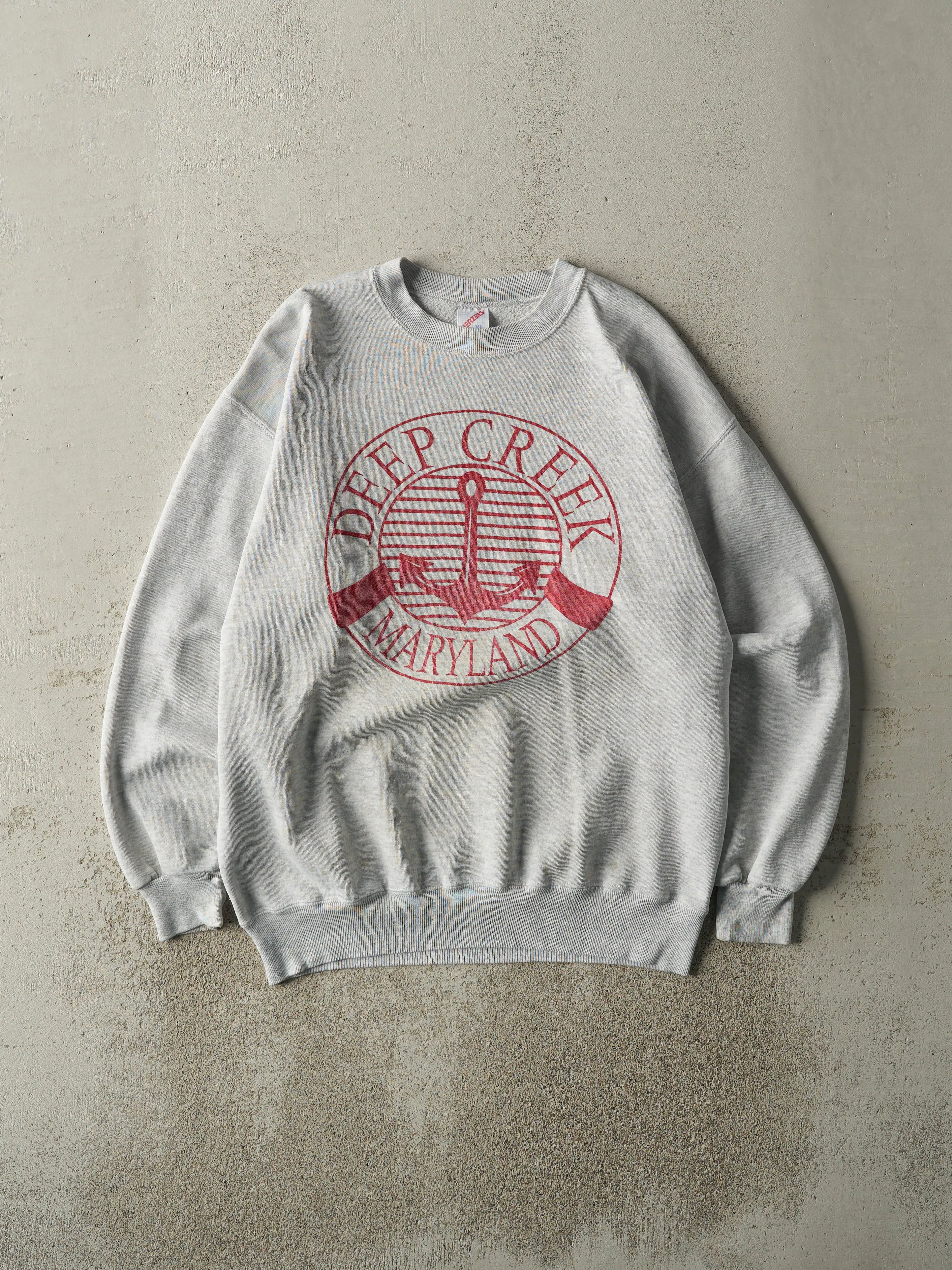 Vintage 90s Heather Grey Deep Creek Maryland Crewneck (M) sold by Rebalance Vintage