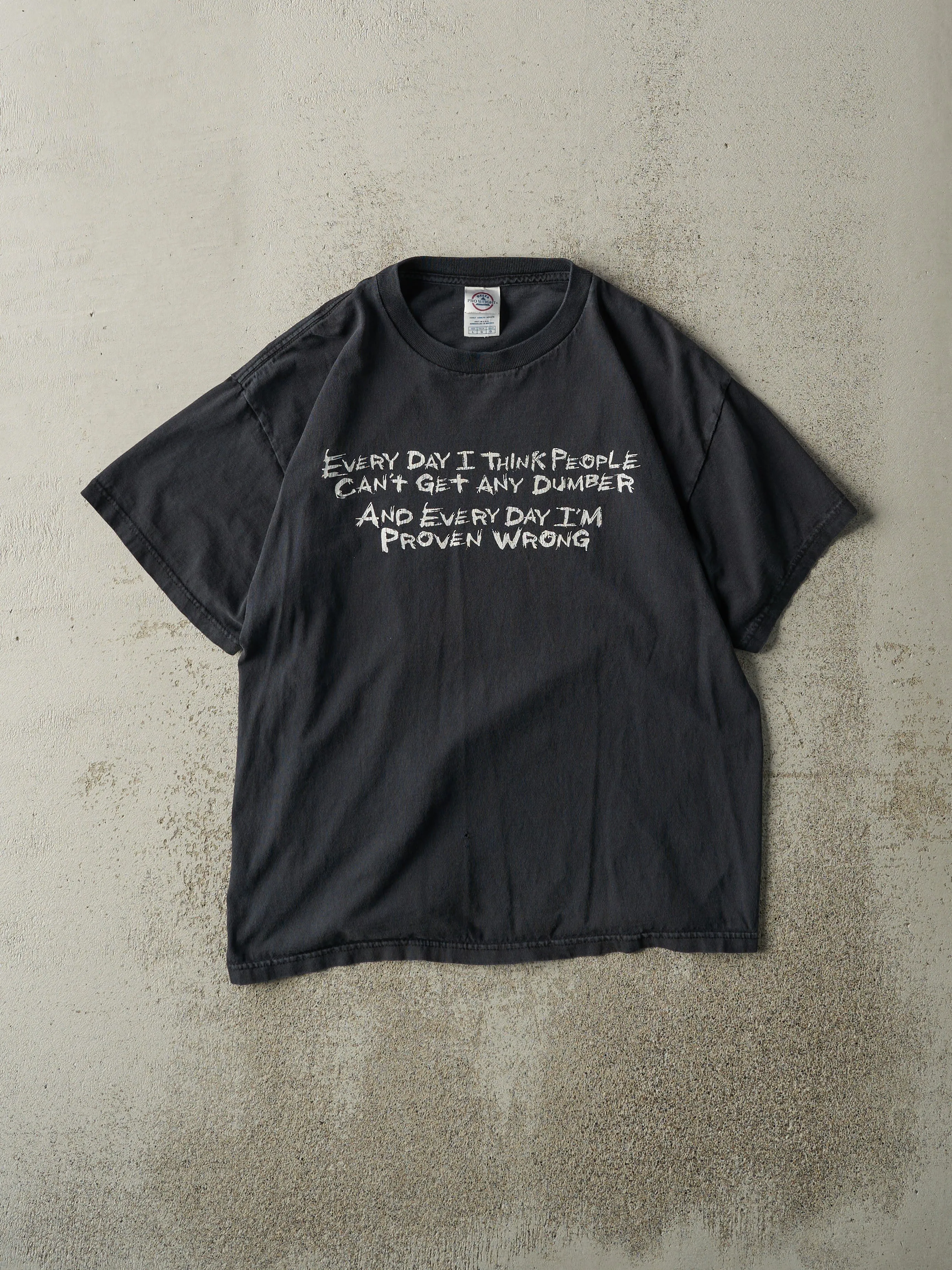 Vintage Y2K Faded Black "Proven Wrong" Slogan Tee (M) sold by Rebalance Vintage