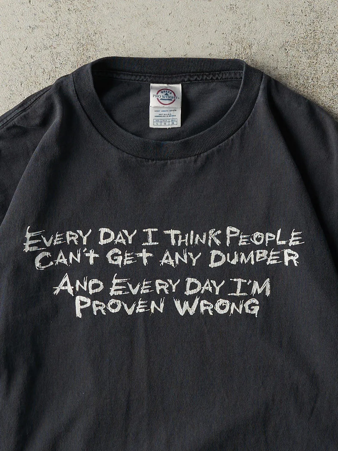 Vintage Y2K Faded Black "Proven Wrong" Slogan Tee (M) sold by Rebalance Vintage product image thumbnail 2