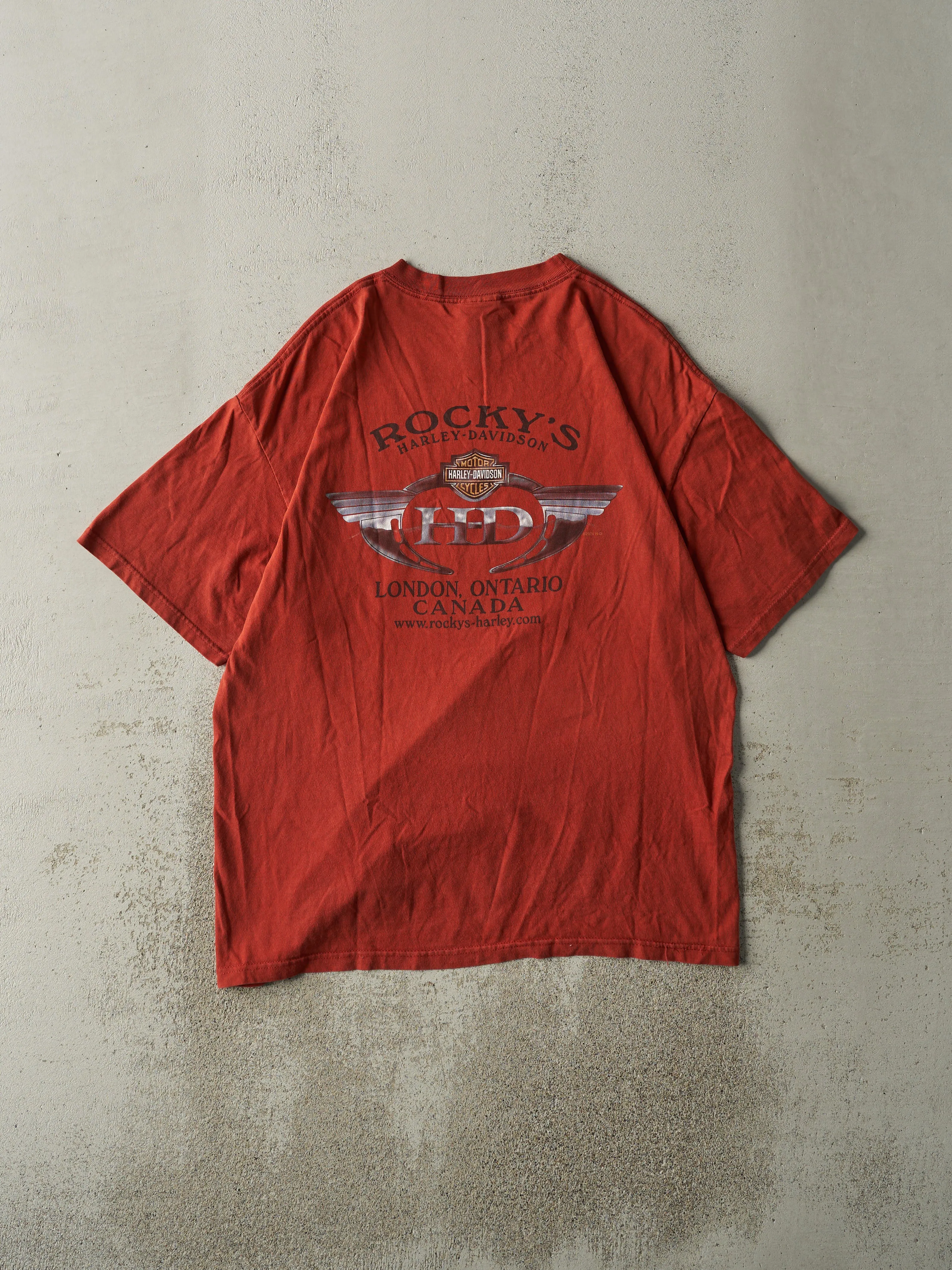 Vintage 06' Washed Red London Ontario Harley Davidson Tee (XL) sold by Rebalance Vintage product image thumbnail 2