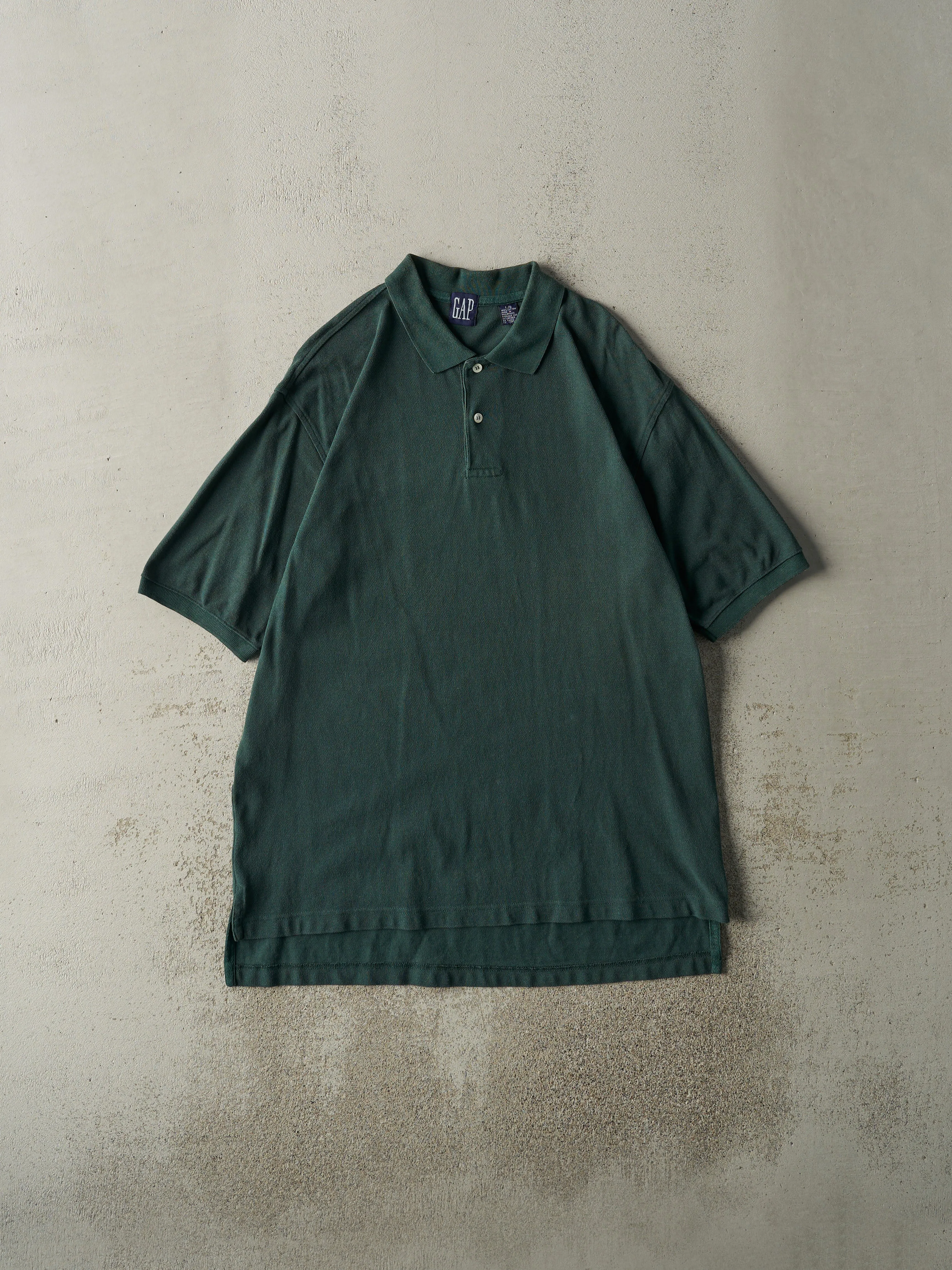 Vintage 90s Green Gap Polo Quarter Button Tee (XL) sold by Rebalance Vintage