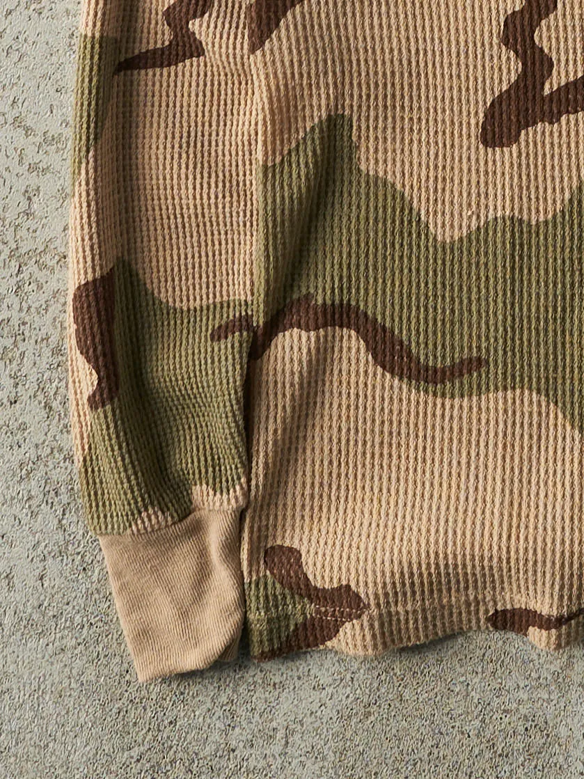 Vintage 90s Desert Camo Waffle Knit Thermal Long Sleeve (XS) sold by Rebalance Vintage product image thumbnail 3
