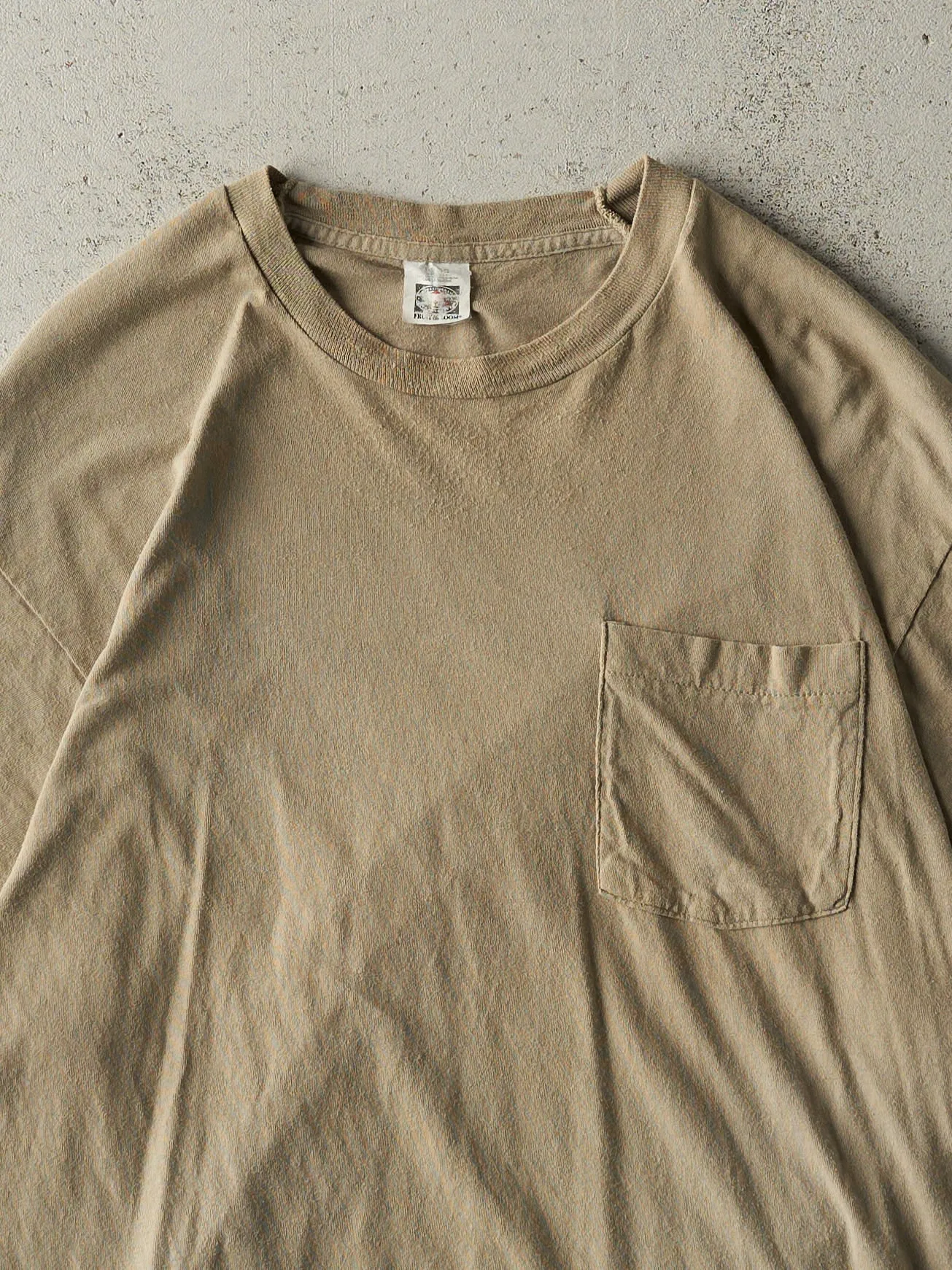 Vintage 80s Beige Blank Single Stitch Pocket Tee (L/XL) sold by Rebalance Vintage product image thumbnail 2