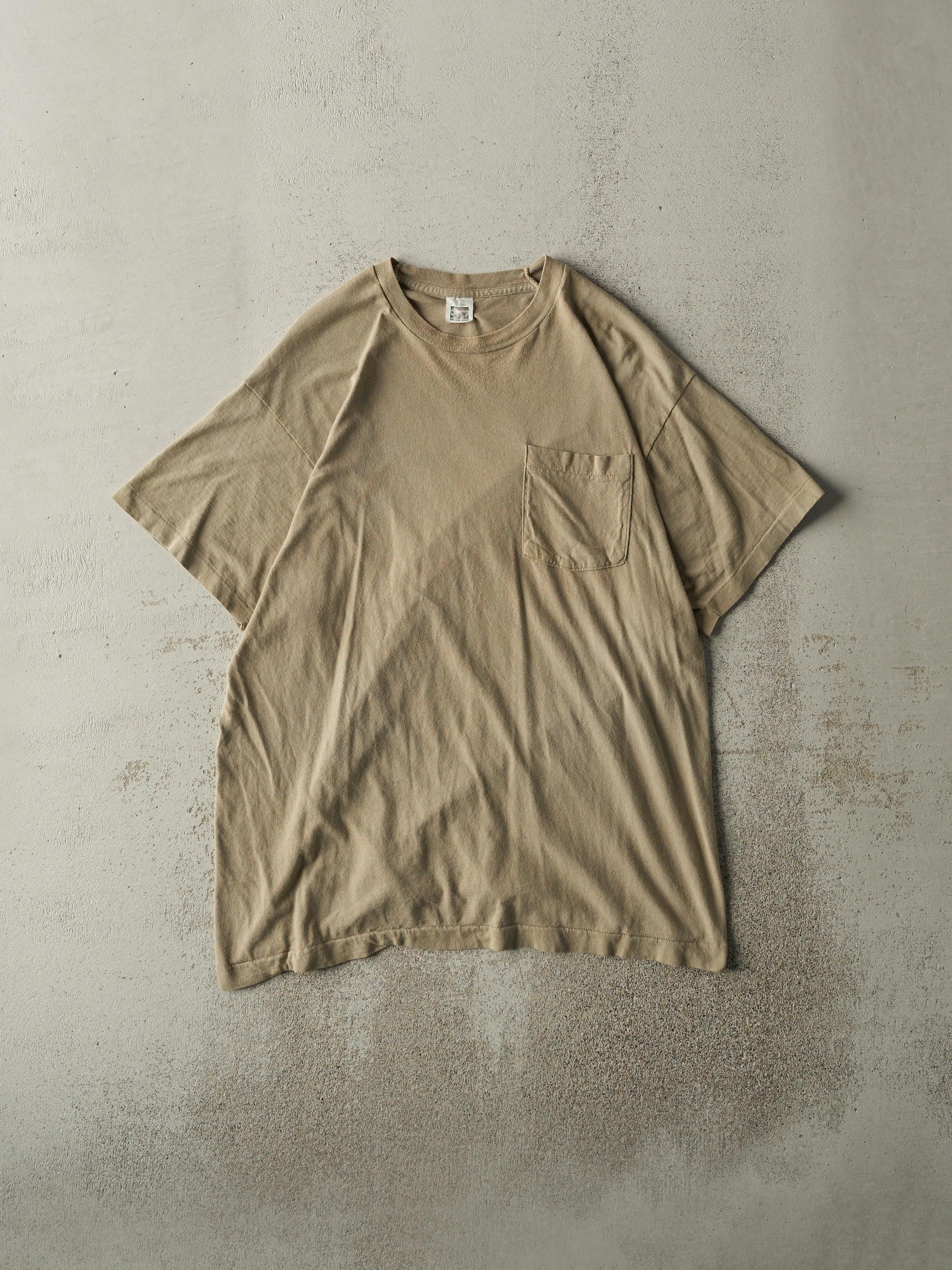 Vintage 80s Beige Blank Single Stitch Pocket Tee (L/XL) sold by Rebalance Vintage