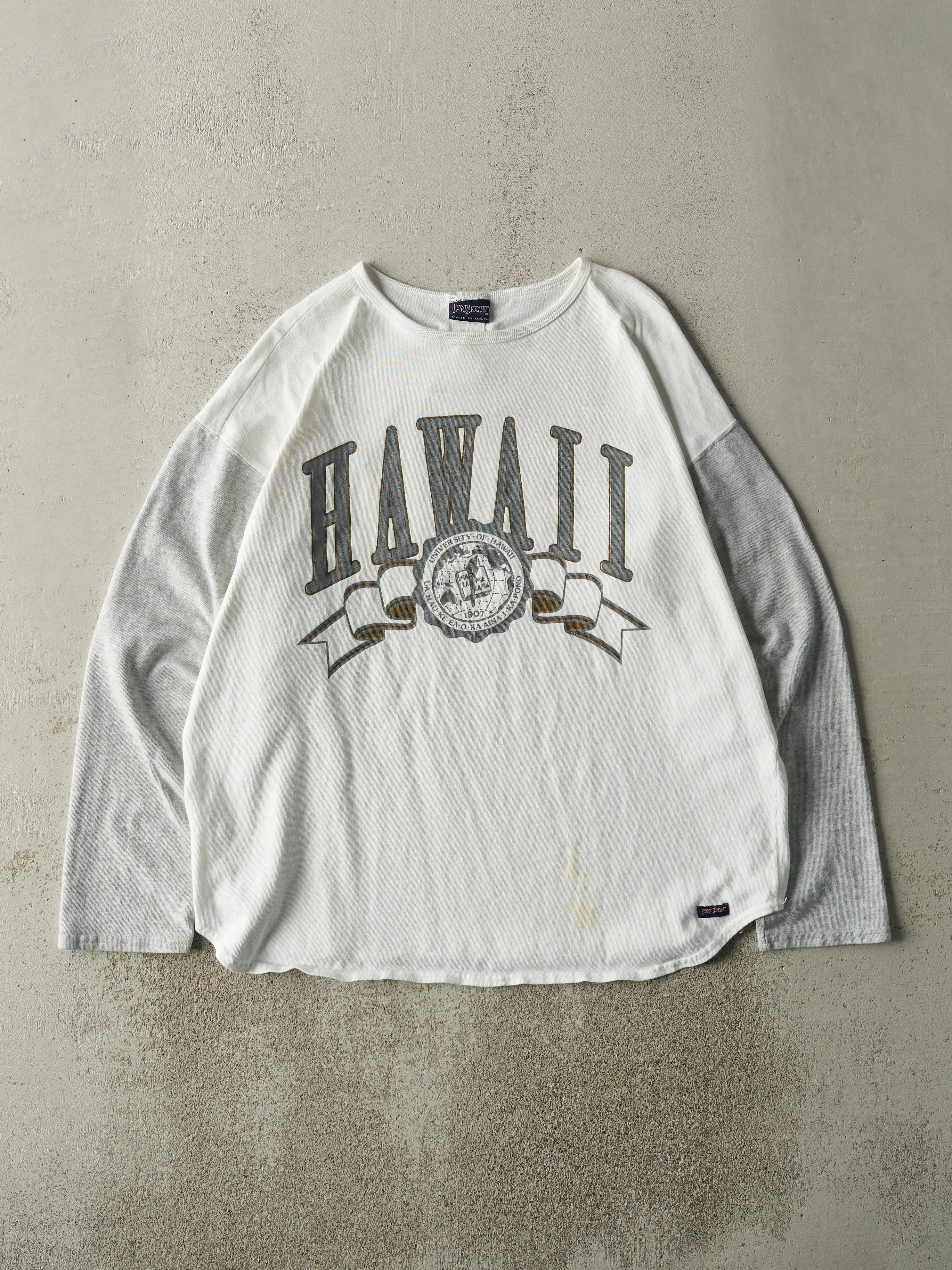 Vintage 90s White & Grey University of Hawaii Long Sleeve (XL) sold by Rebalance Vintage