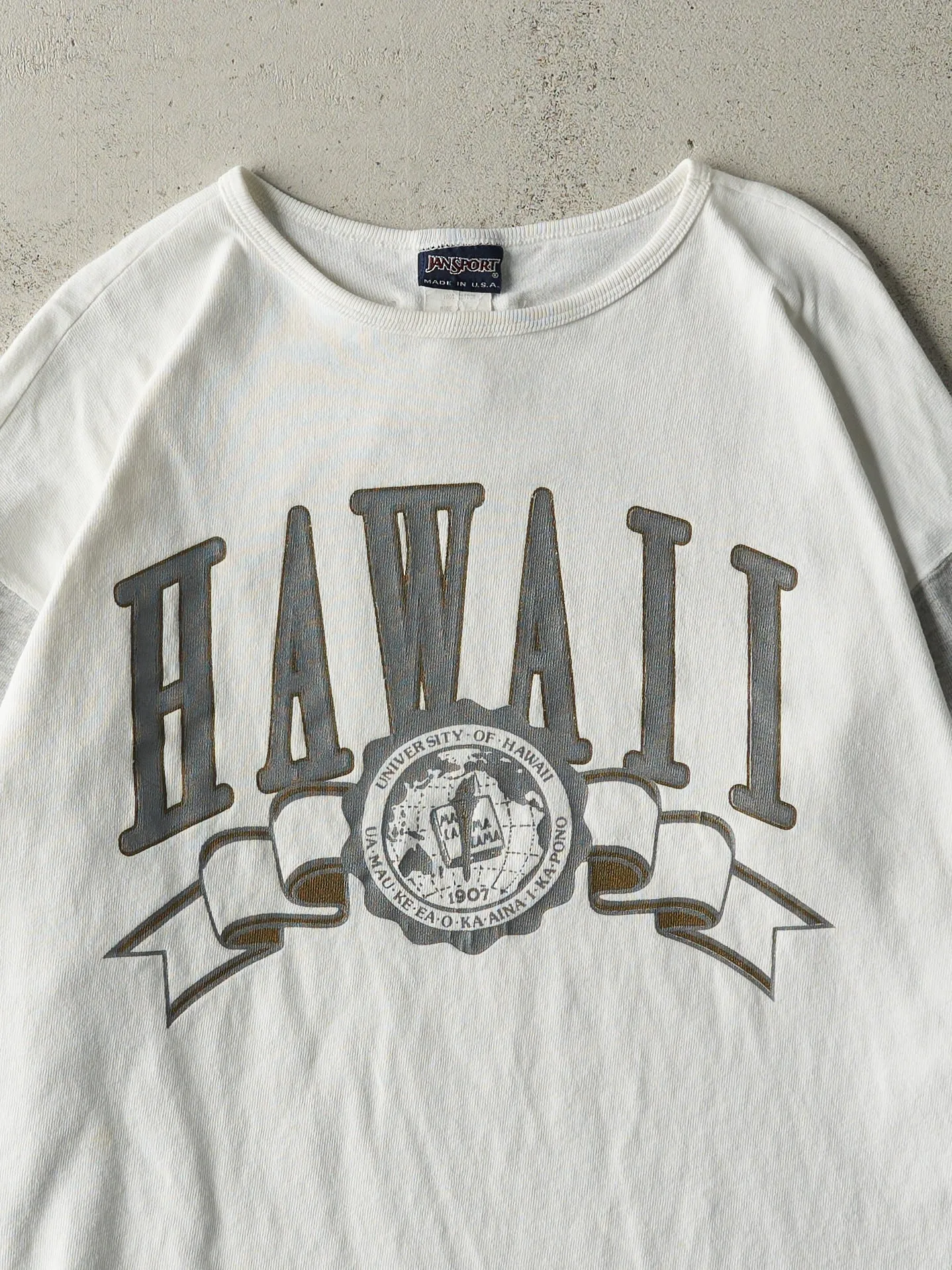 Vintage 90s White & Grey University of Hawaii Long Sleeve (XL) sold by Rebalance Vintage product image thumbnail 2