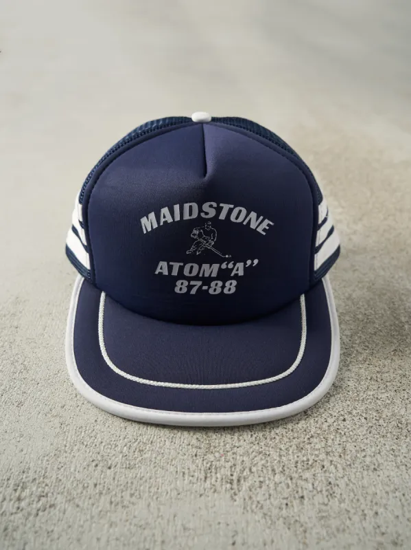 Vintage 88' Navy Blue Maidstone Hockey Foam Trucker Hat sold by Rebalance Vintage