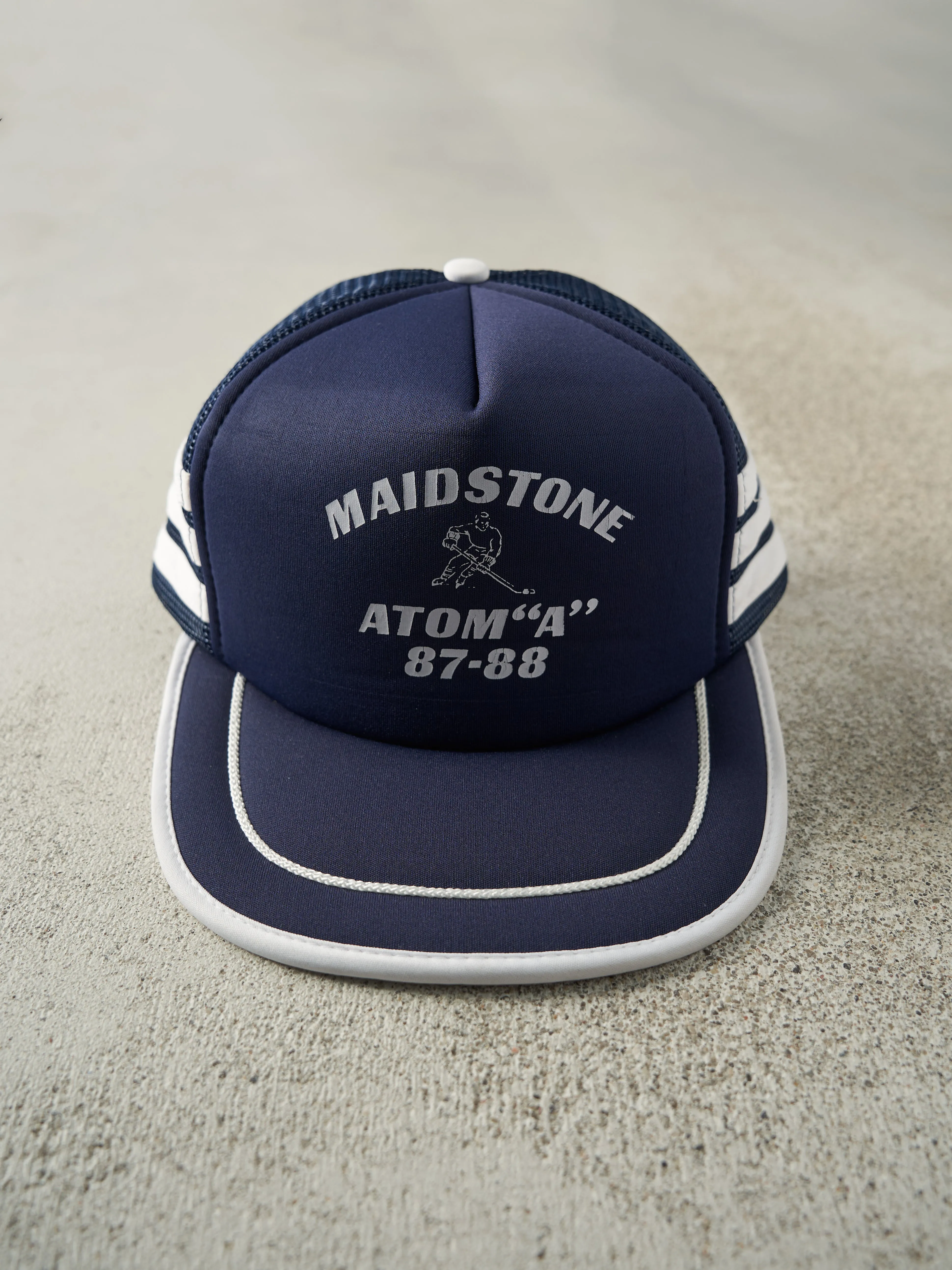 Vintage 88' Navy Blue Maidstone Hockey Foam Trucker Hat sold by Rebalance Vintage