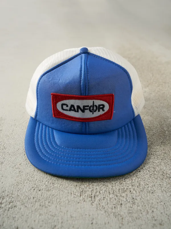 Vintage 90s Blue & White Canfor Foam Trucker Hat sold by Rebalance Vintage