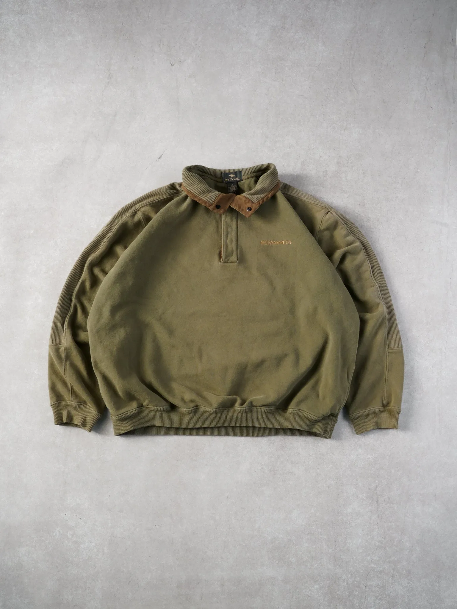 Vintage 90s Moss Green Edwards Antiqua Collared Button Up (L/XL) sold by Rebalance Vintage