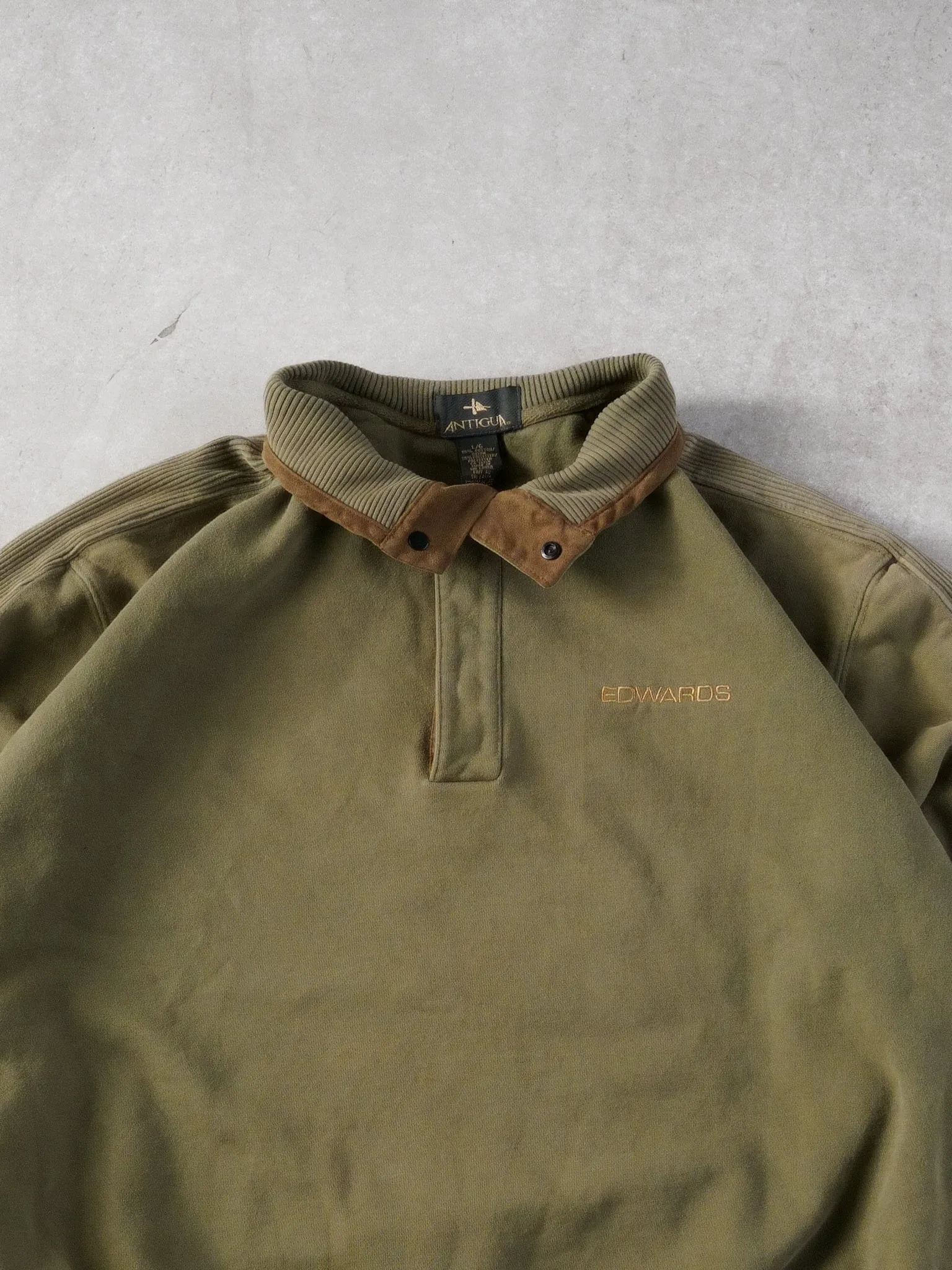 Vintage 90s Moss Green Edwards Antiqua Collared Button Up (L/XL) sold by Rebalance Vintage product image thumbnail 2