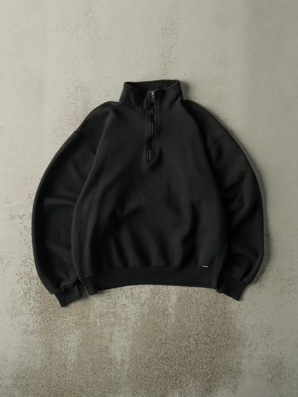 Vintage 90s Black Russell Athletic Quarter Zip Sweater (M) sold by Rebalance Vintage