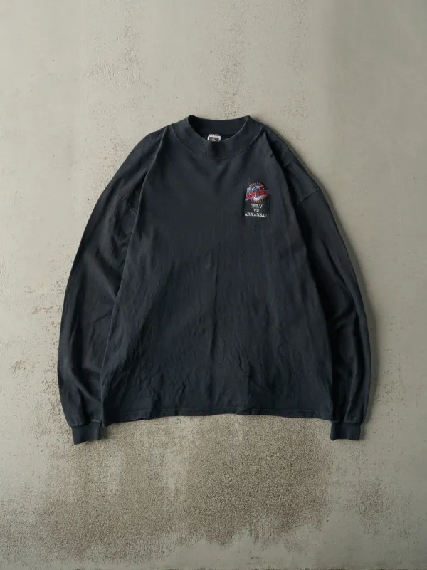 Vintage 01' Black Las Vegas Bowl IX Mock Neck Embroidered Long Sleeve (L) sold by Rebalance Vintage