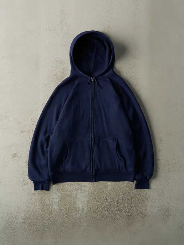 Vintage 90s Navy Blue Thermal Lined Zip Up Hoodie (M) sold by Rebalance Vintage