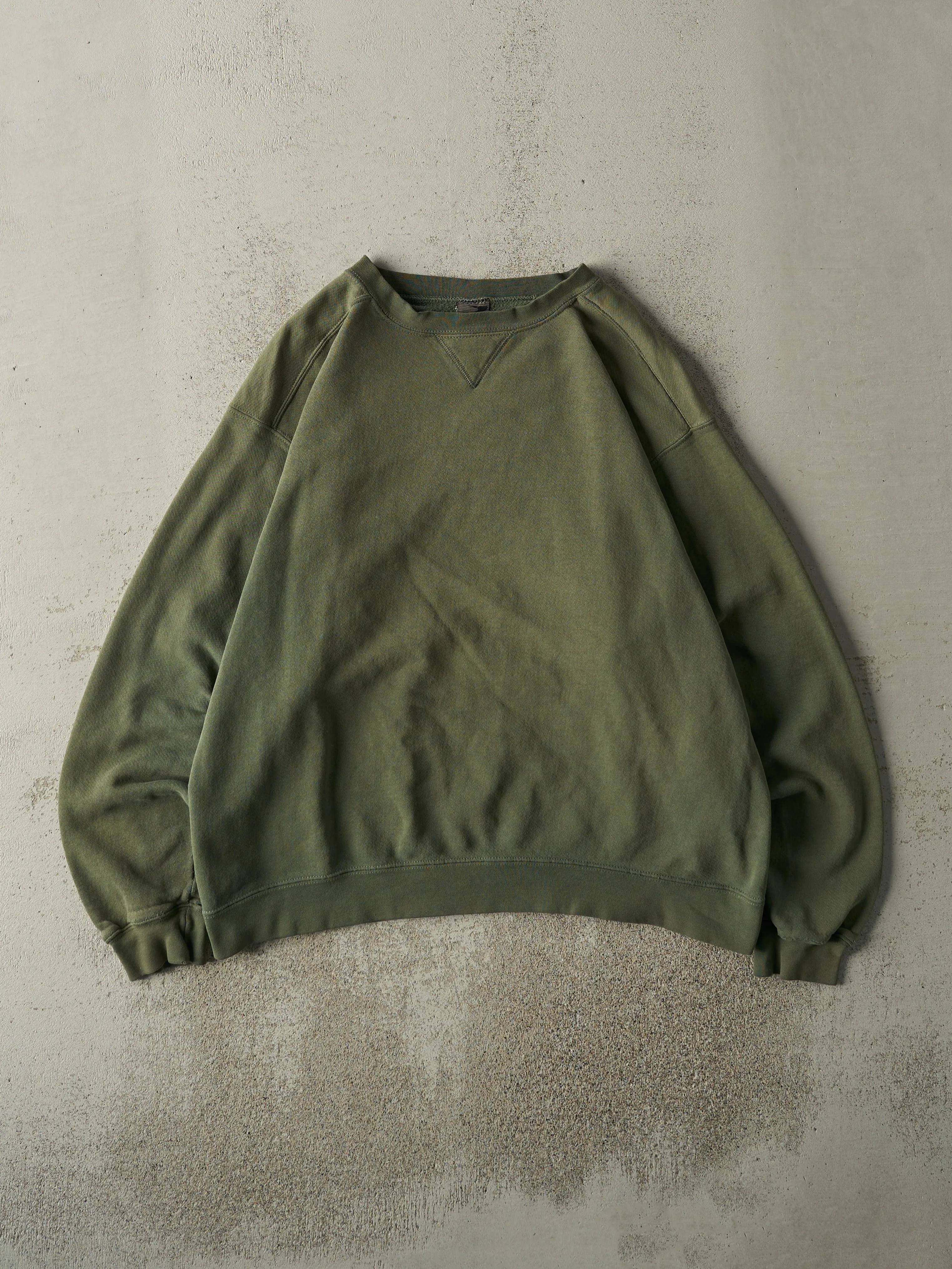 Vintage 90s Green Blank Crewneck (L) sold by Rebalance Vintage