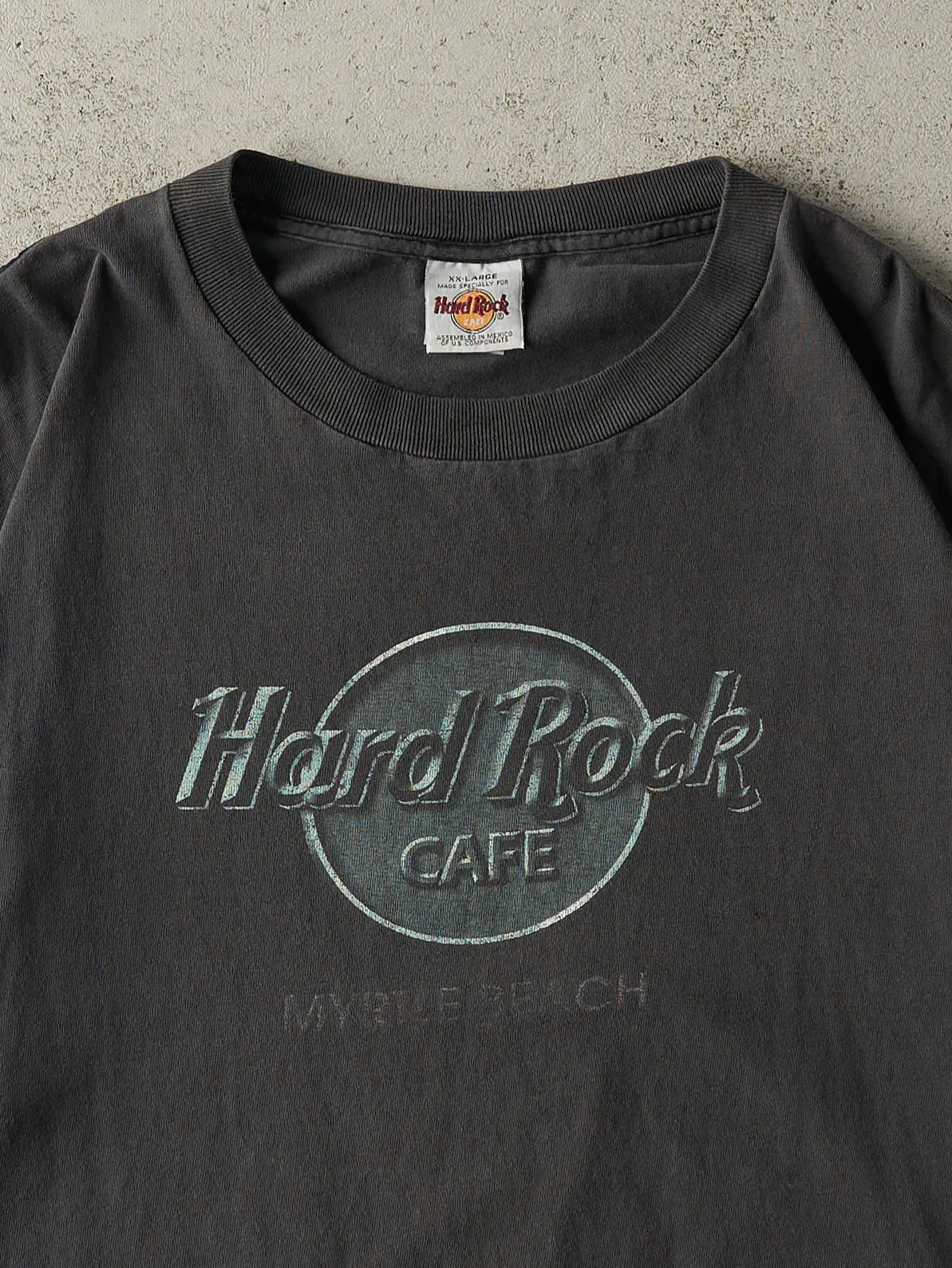 Vintage 90s Faded Black Myrtle Beach Hard Rock Cafe Tee (XL) sold by Rebalance Vintage product image thumbnail 2