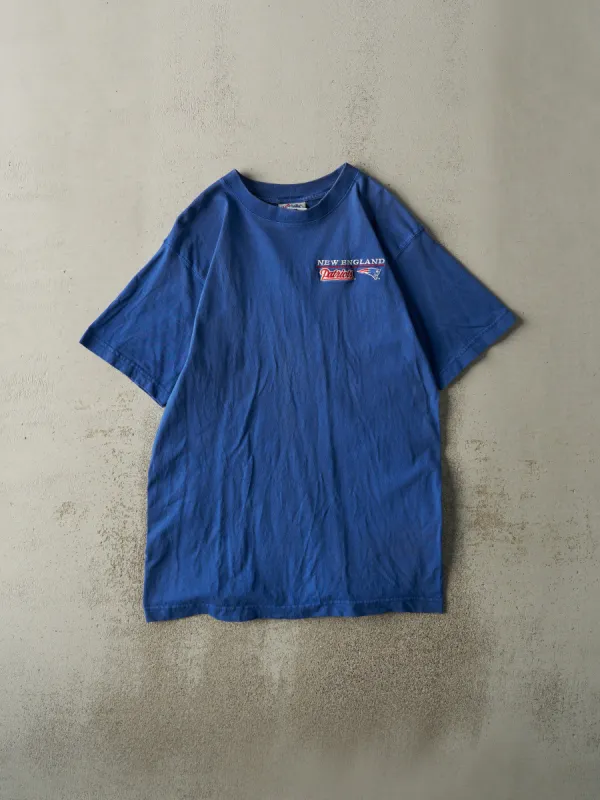 Vintage 90s Blue Embroidered New England Patriots Tee (M/L) sold by Rebalance Vintage