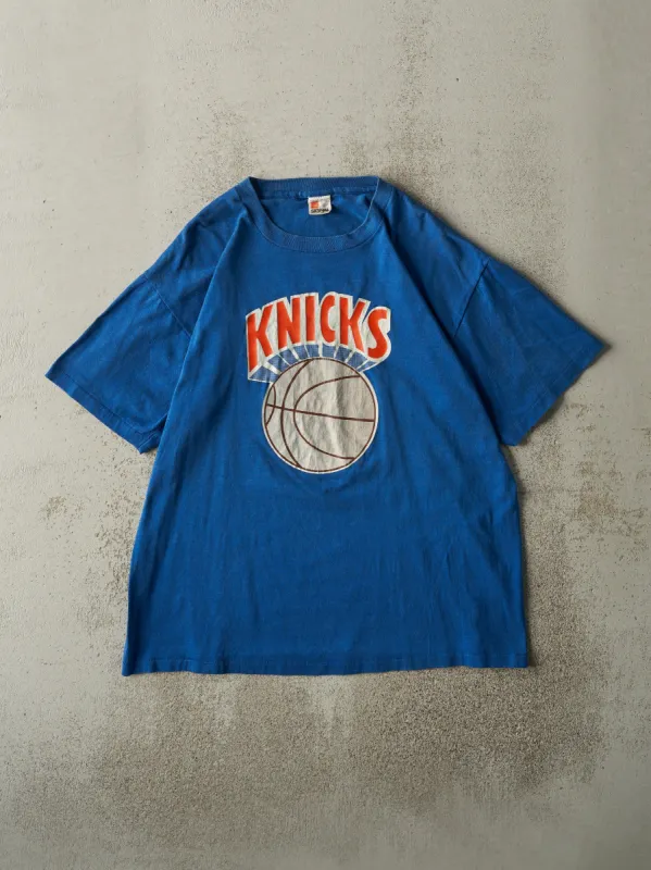 Vintage 80s Blue New York Knicks Single Stitch Tee (L) sold by Rebalance Vintage