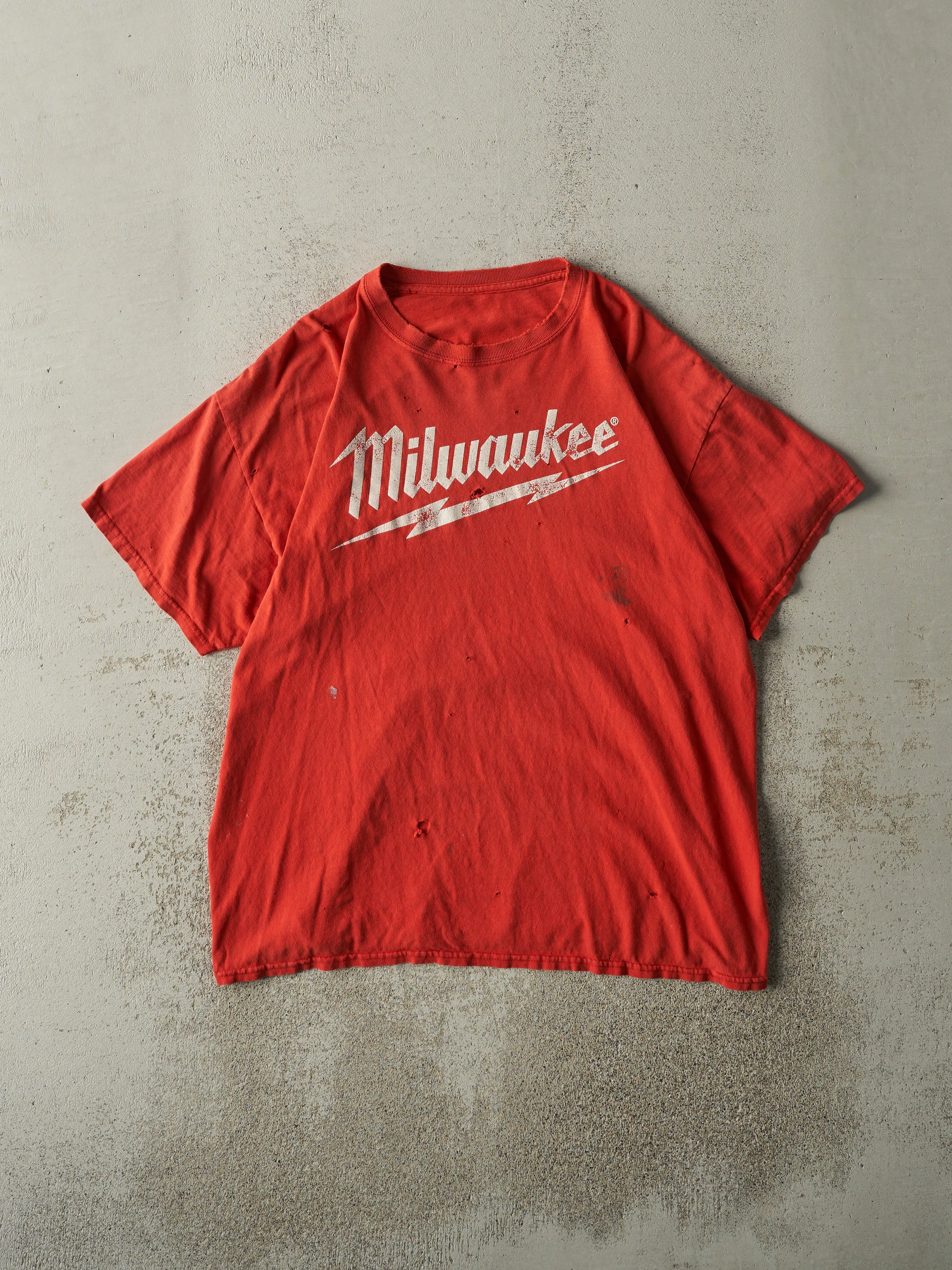 Vintage Y2K Red Milwaukee Tools Tee (L) sold by Rebalance Vintage
