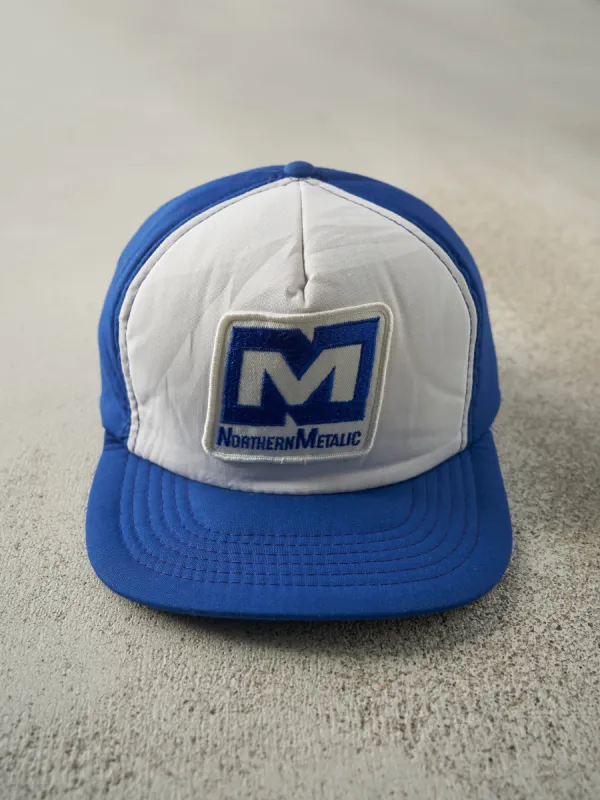 Vintage 80s Blue & White Northern Metalic Foam Snapback sold by Rebalance Vintage