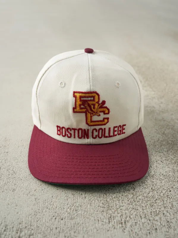 Vintage 90s Red & White Boston College Embroidered Snapback sold by Rebalance Vintage