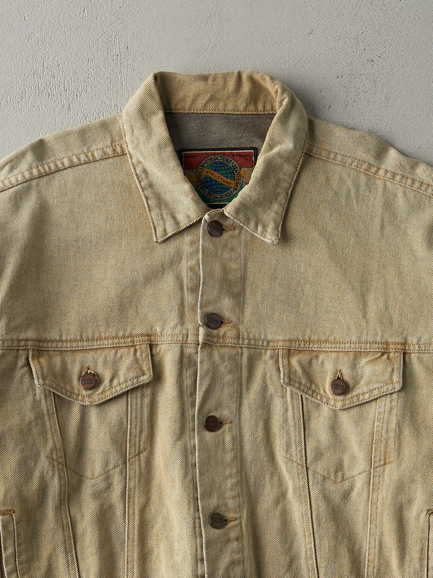 Vintage 90s Beige Structure Jeans Wear Denim Jacket (M) sold by Rebalance Vintage product image thumbnail 2