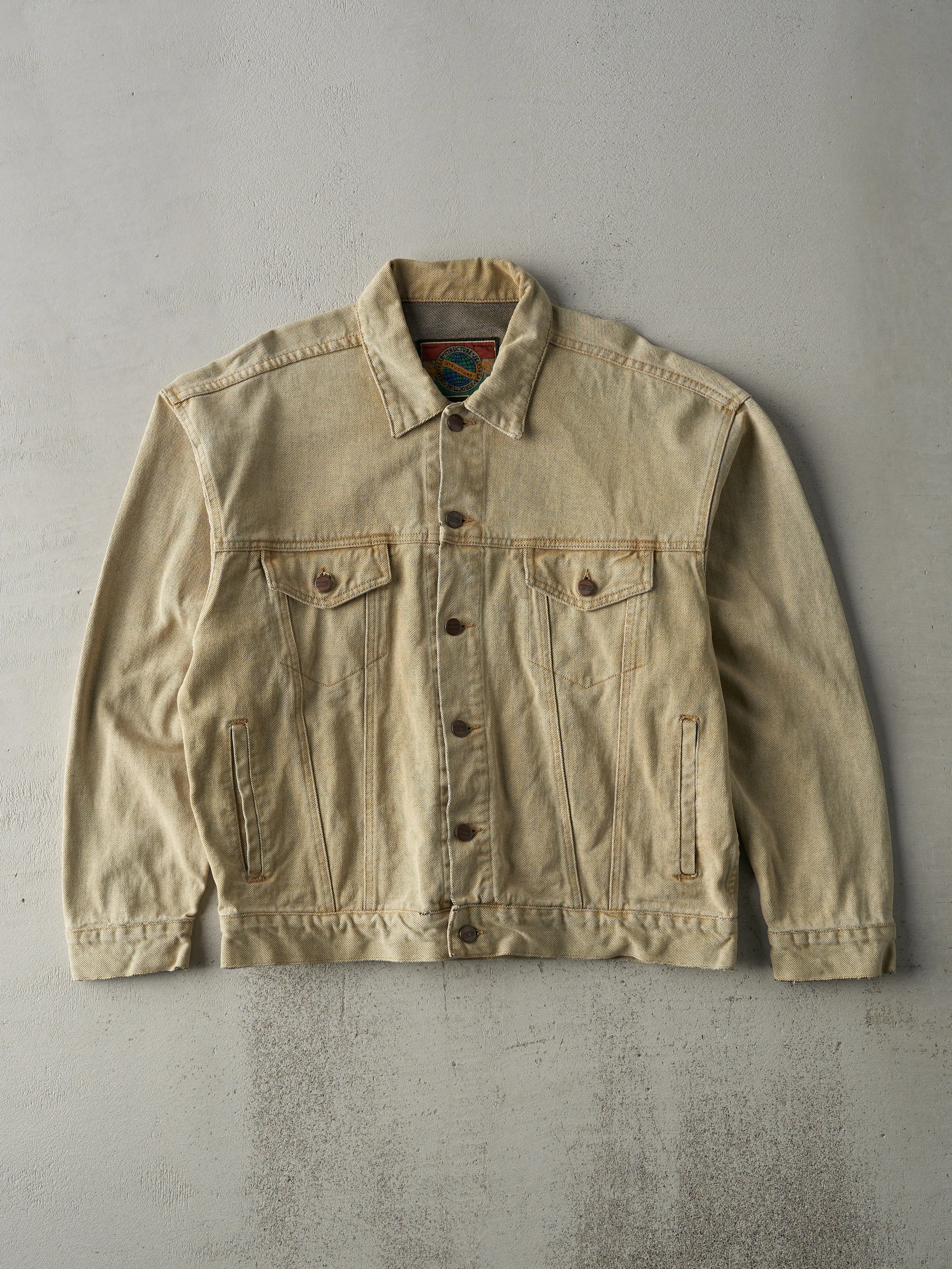 Vintage 90s Beige Structure Jeans Wear Denim Jacket (M) sold by Rebalance Vintage
