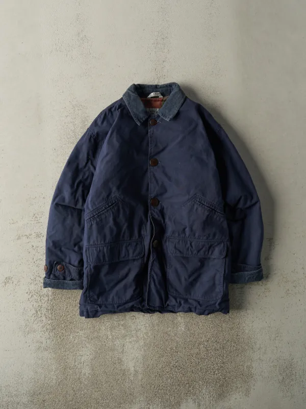 Vintage Y2K Navy Blue Flannel Lined Barn Jacket (S) sold by Rebalance Vintage