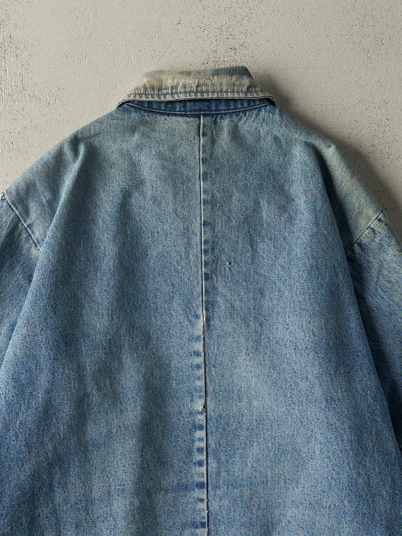 Vintage 80s Light Wash Blanket Lined Denim Chore Jacket (XL) sold by Rebalance Vintage product image thumbnail 5