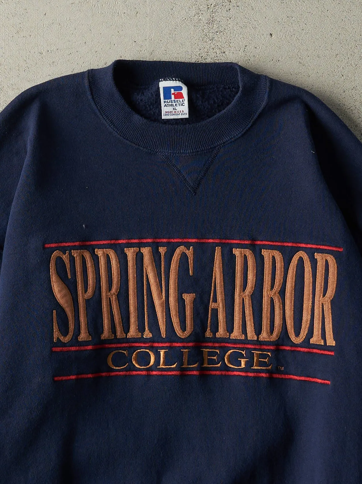 Vintage 90s Navy Blue Spring Arbor College Russell Athletic Crewneck (L) sold by Rebalance Vintage product image thumbnail 2