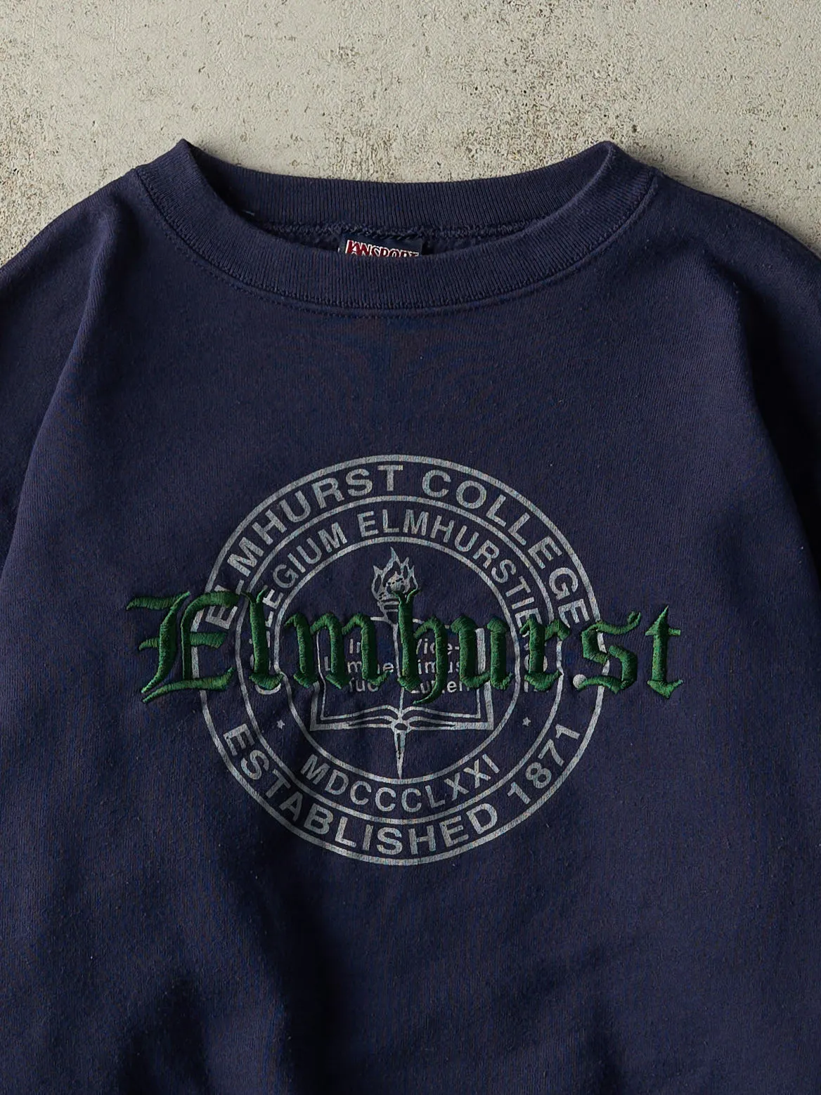 Vintage 90s Navy Blue Elmhurst College Crewneck (M/L) sold by Rebalance Vintage product image thumbnail 2