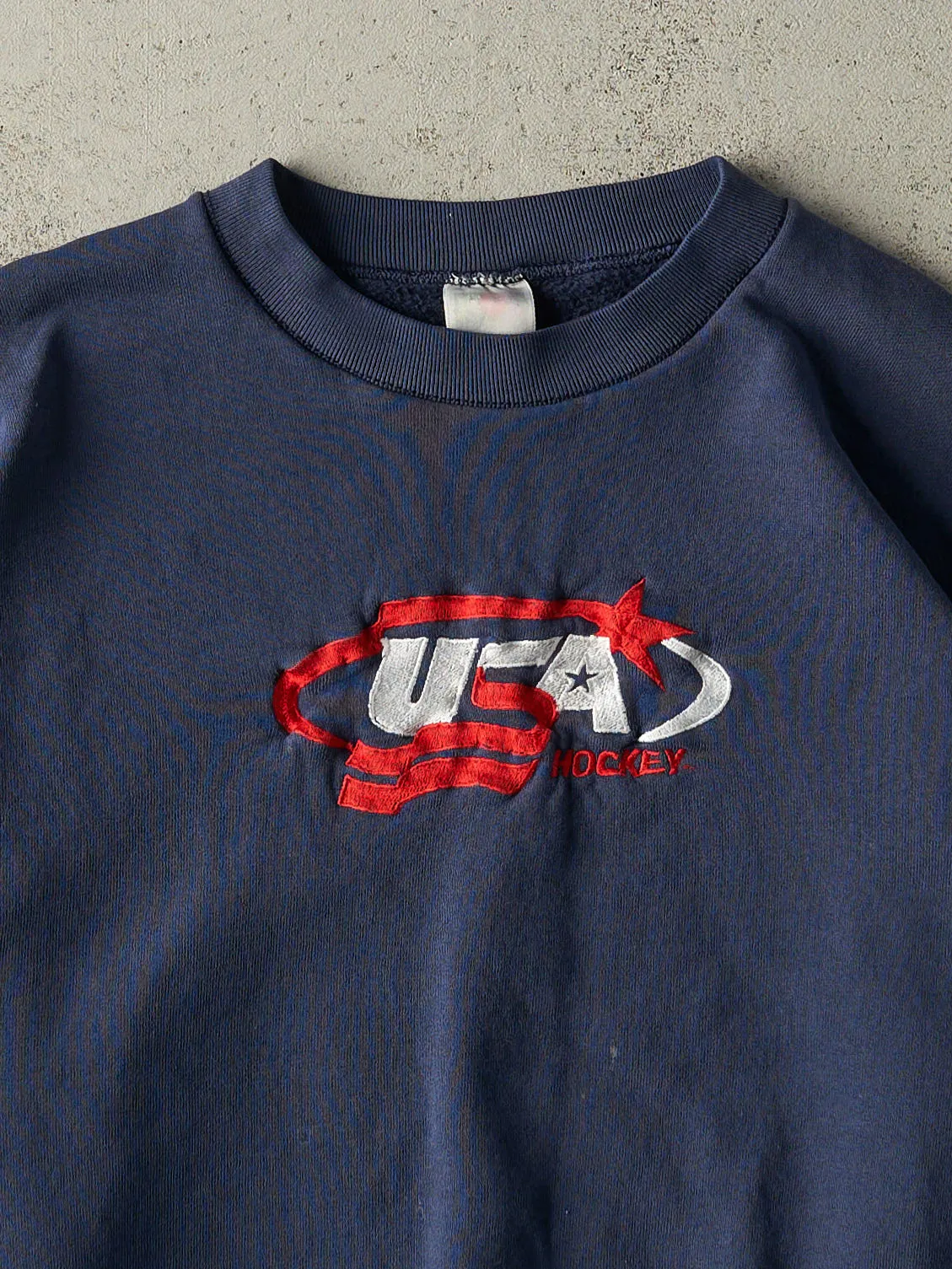 Vintage 90s Navy Blue Embroidered USA Hockey Crewneck (XL) sold by Rebalance Vintage product image thumbnail 2